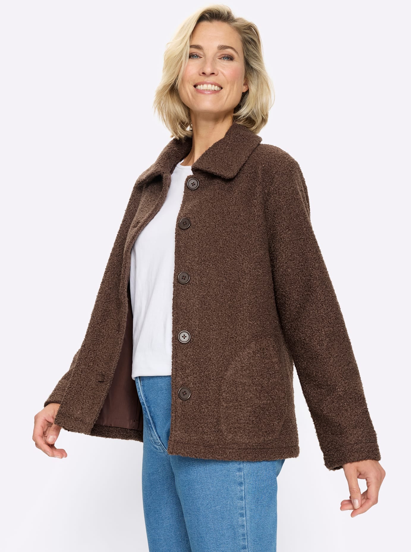 Classic Basics Bouclèjacke ohne Kapuze