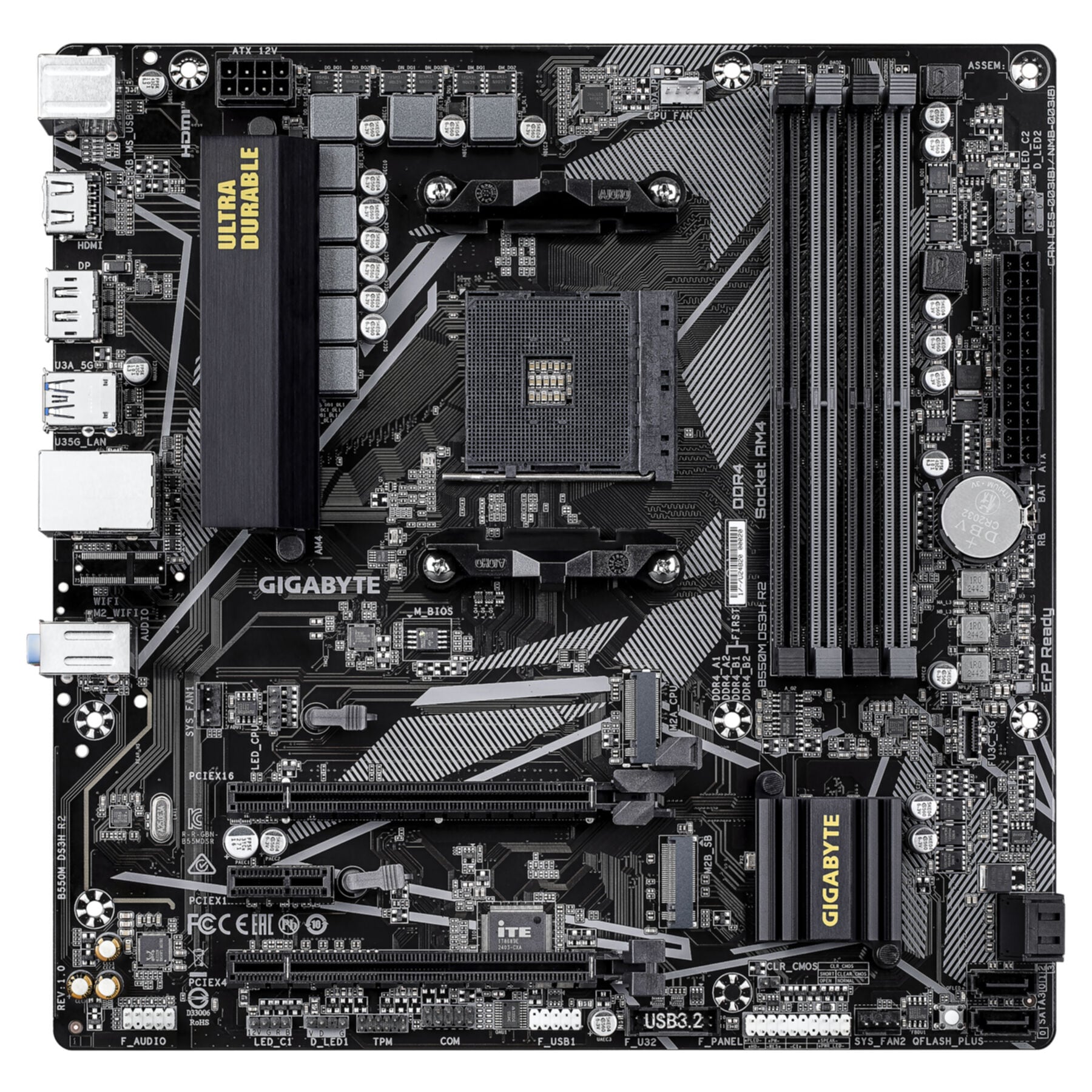 Gigabyte Mainboard »B550M DS3H R2 Mainboard – AMD Ryzen 5000 Prozessoren, 5+3 Phasen VRM,«