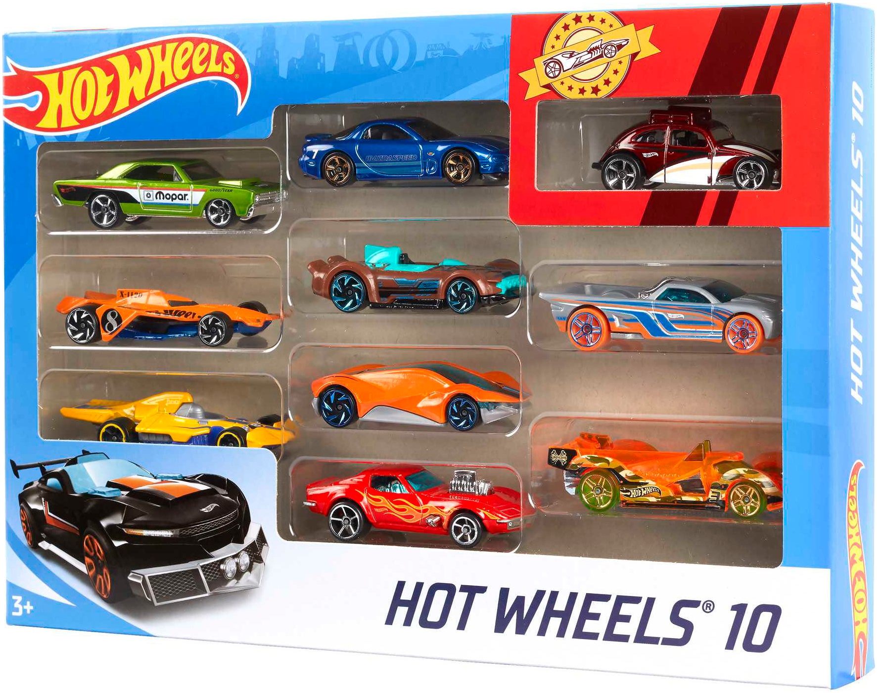 Hot Wheels Spielzeug-Auto »Hot Wheels Set mit 10 Fahrzeugen«, (Set, 10 tlg.), im Maßstab 1:64, sortiert