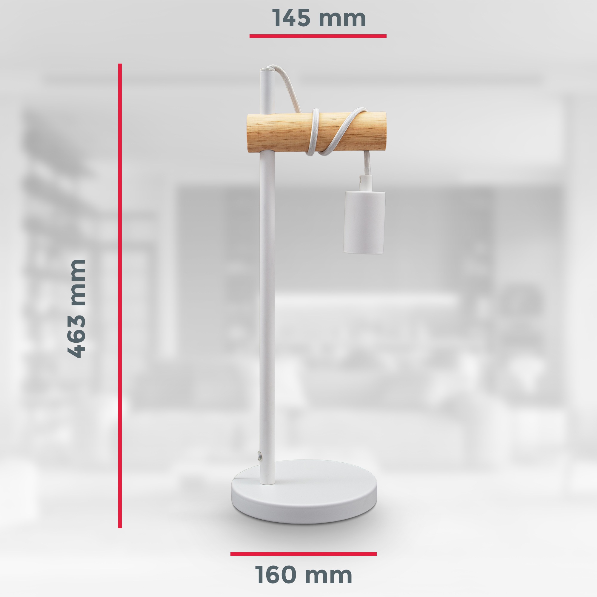 B.K.Licht Tischleuchte, 1 flammig, Leuchtmittel E27 | ohne Leuchtmittel, 1-flammig, Vintage, Tischlampe, Industrial-Design, Retro, Stahl, Holz