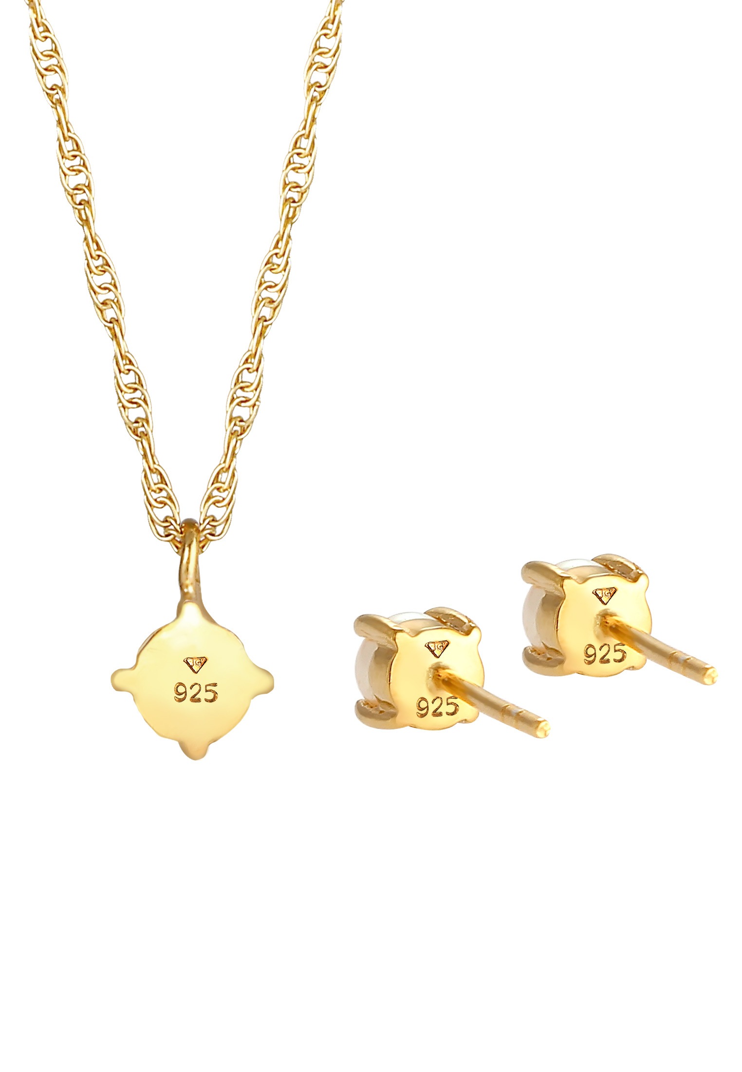 Elli Ohrring und Ketten Set »Schmuckset Kette Ohrstecker Süßwasserperle Rund 925 Silber«