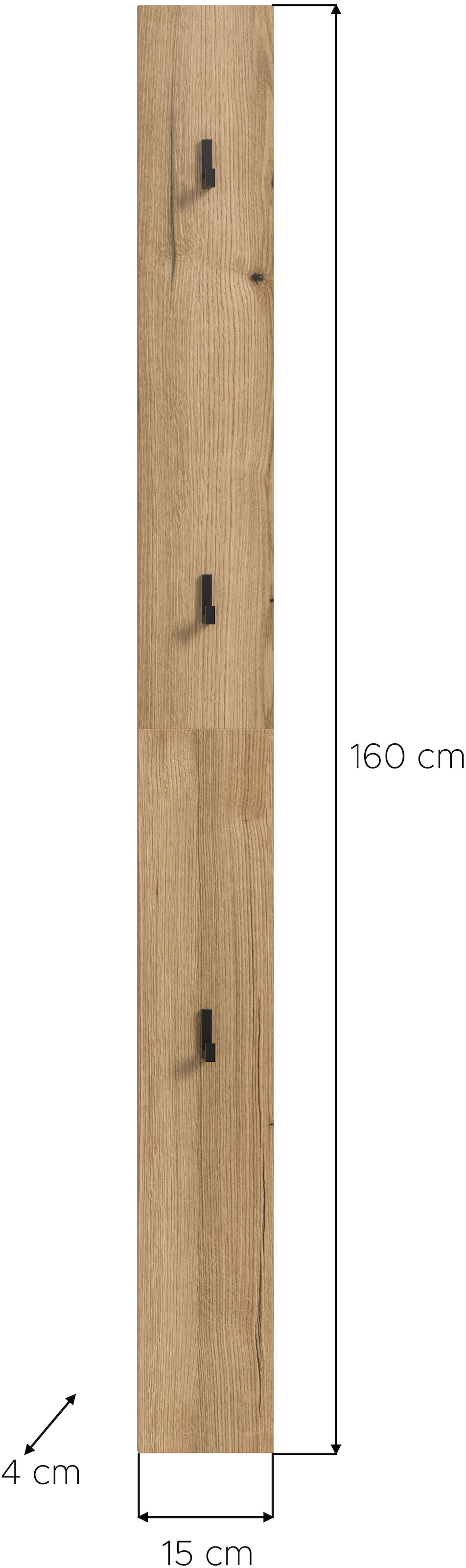 INOSIGN Garderobenpaneel 1 Stk. tlg. Oran, Evoke Oak, Garderobenpaneel mit drei Haken, Flurgarderobe