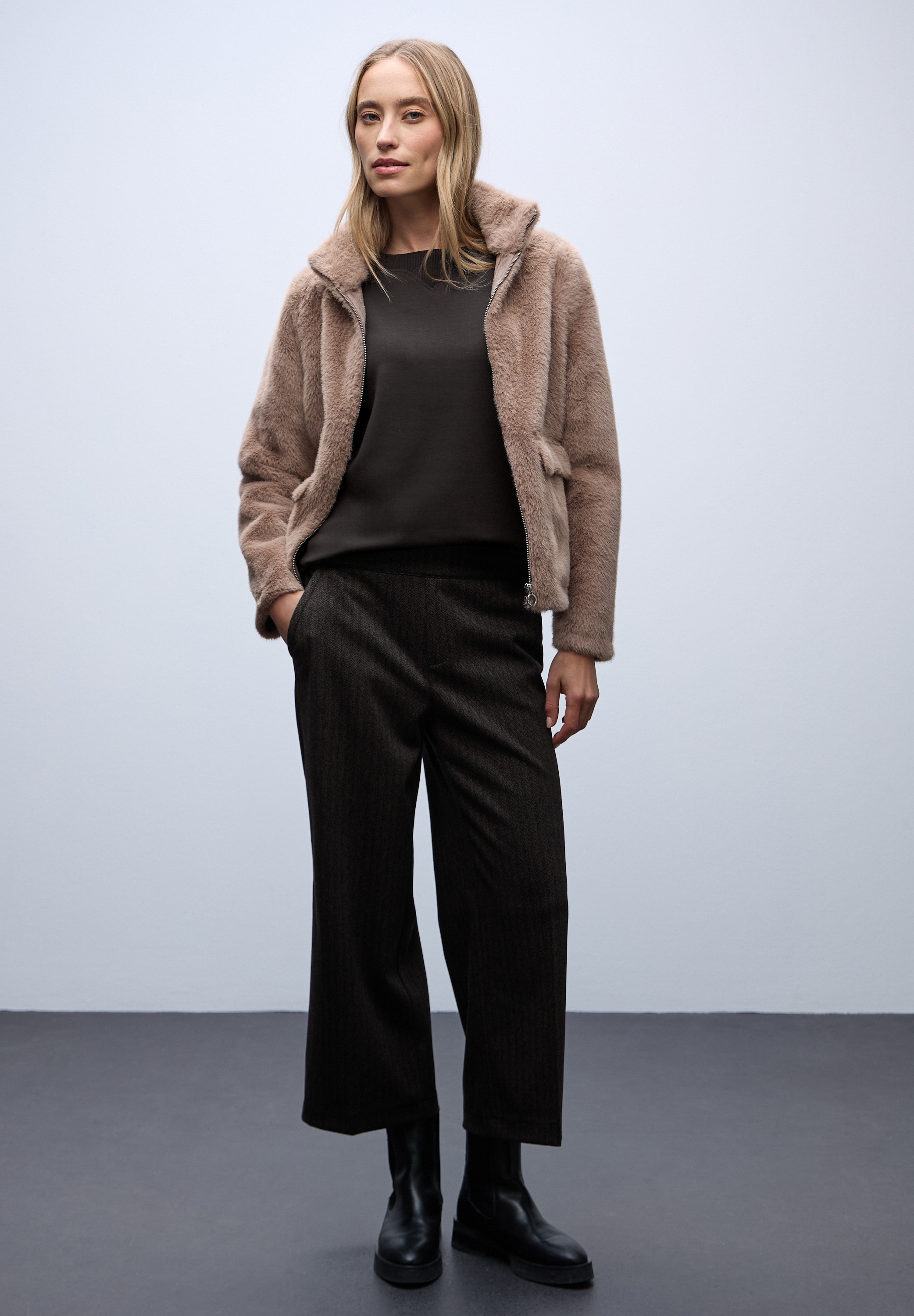 STREET ONE Sweater , Rundhals mit Ripp-Detail
