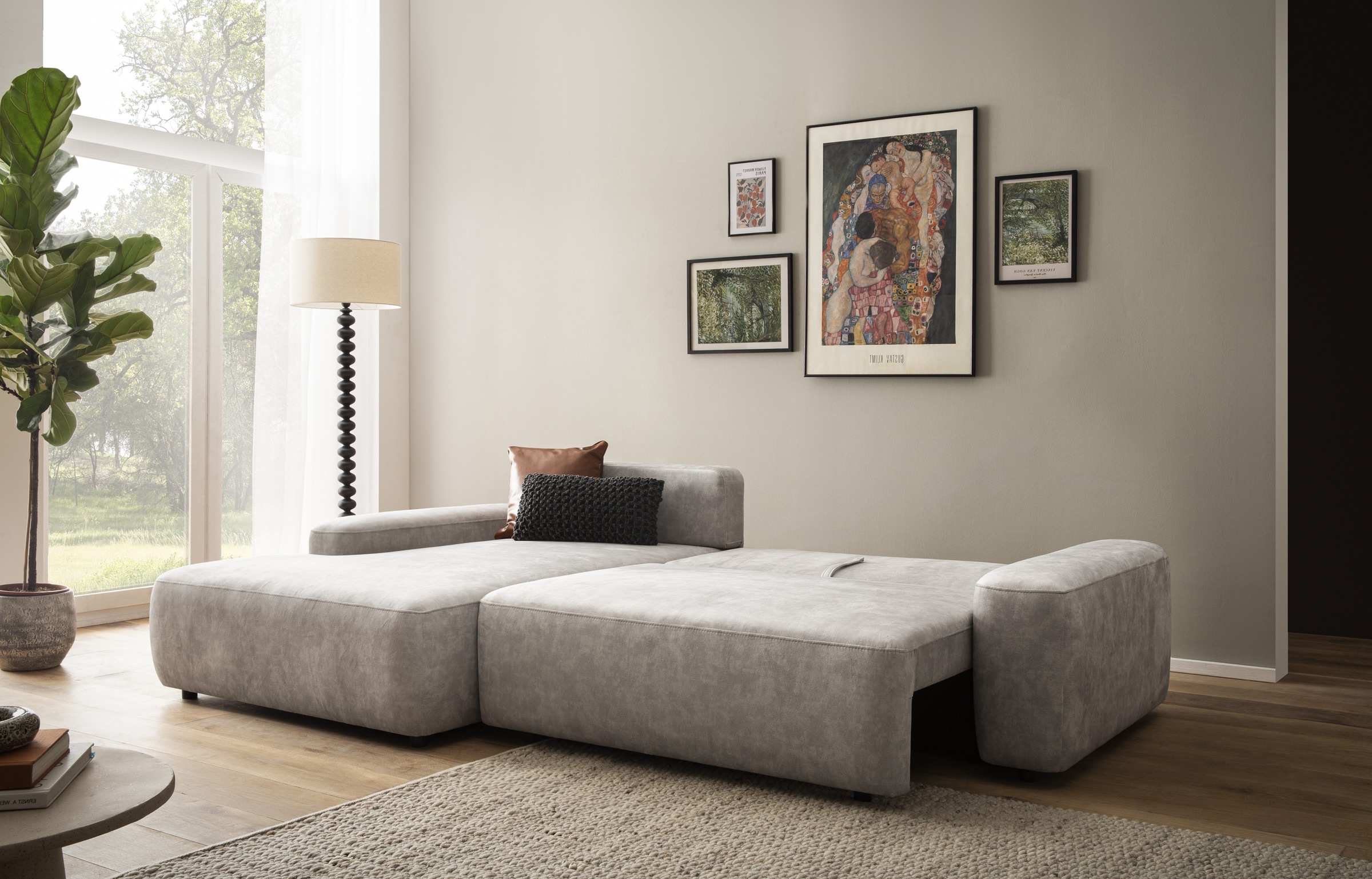 INOSIGN Ecksofa »TORGE (264cm), Schlafsofa in Cord, Samtvelours o Struktur fein, L-Form«, Schlaffunktion, Bettkasten, Liegefläche: 125/210 cm