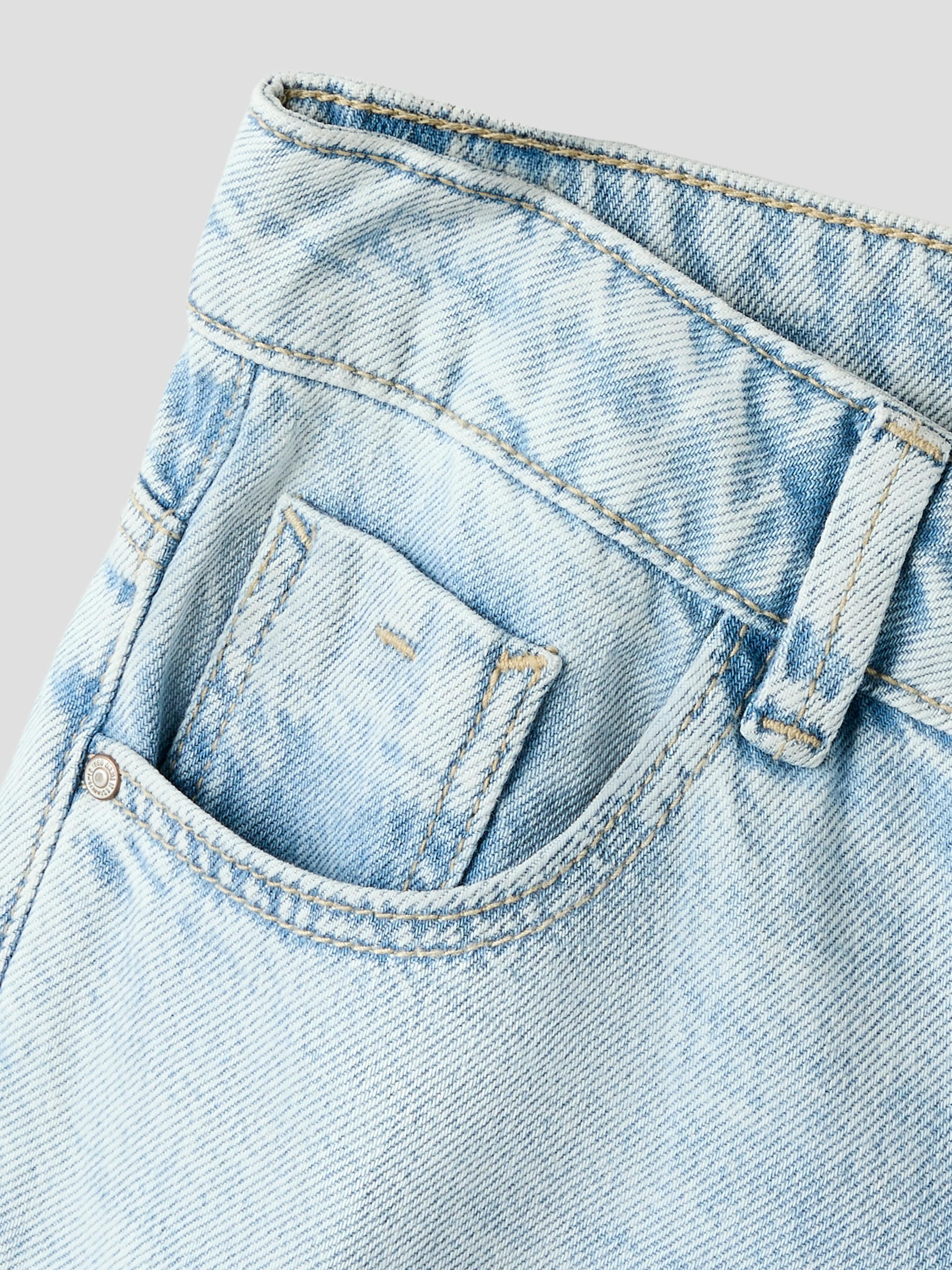Name It Weite Jeans »NKFROSE für Mädchen mit weitem Bein und klassischem Sitz« normal, Denim, Abriebeffekte, Reißverschluss