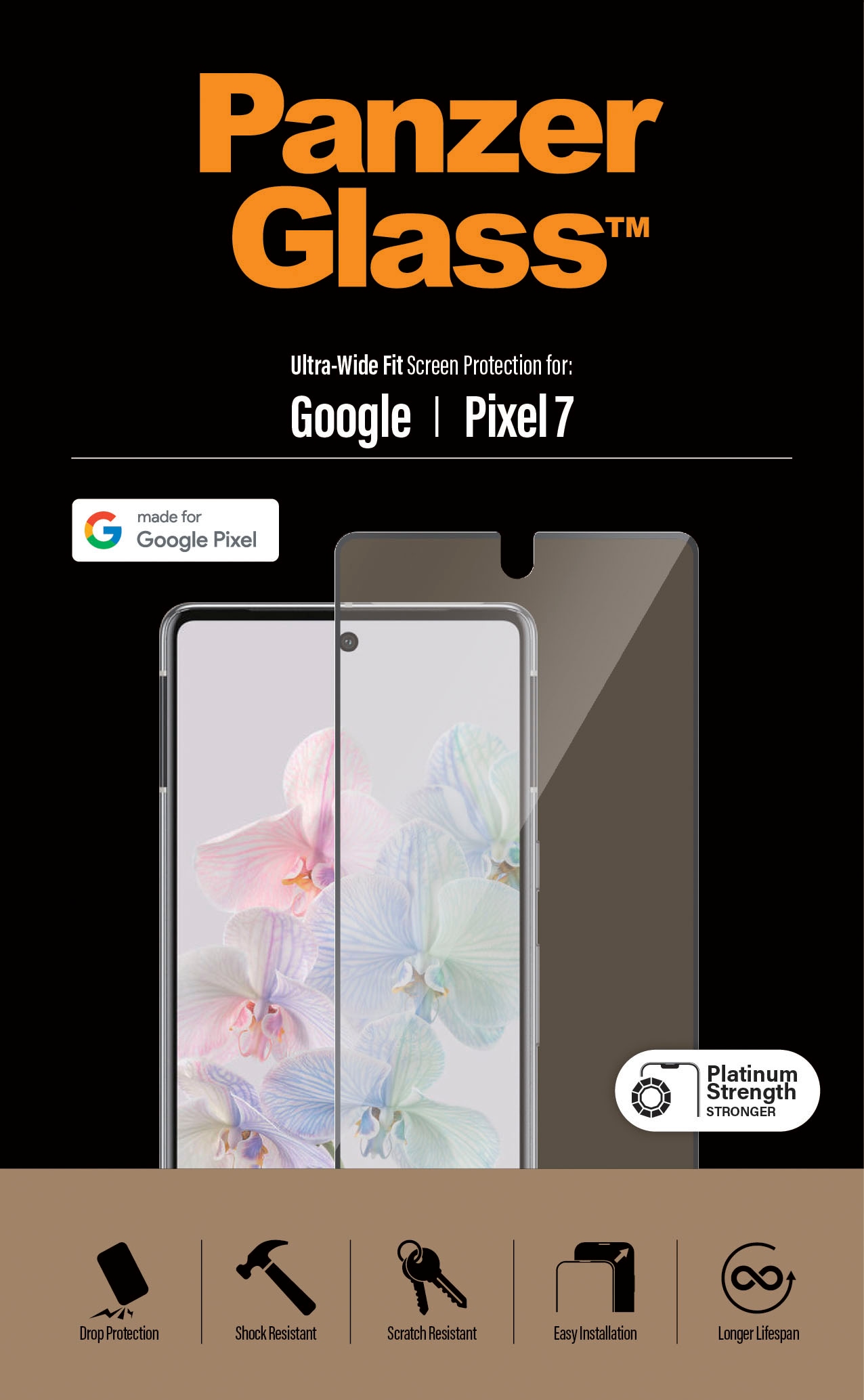 PanzerGlass Displayschutzfolie »Displayschutz Google Pixel 7 - Ultra-Wide Fit«, für Google Pixel 7, (1 St.), Kratz-& Stoßfest,Antibakteriell,Berührungsempfindlich,Simpel Anbringen