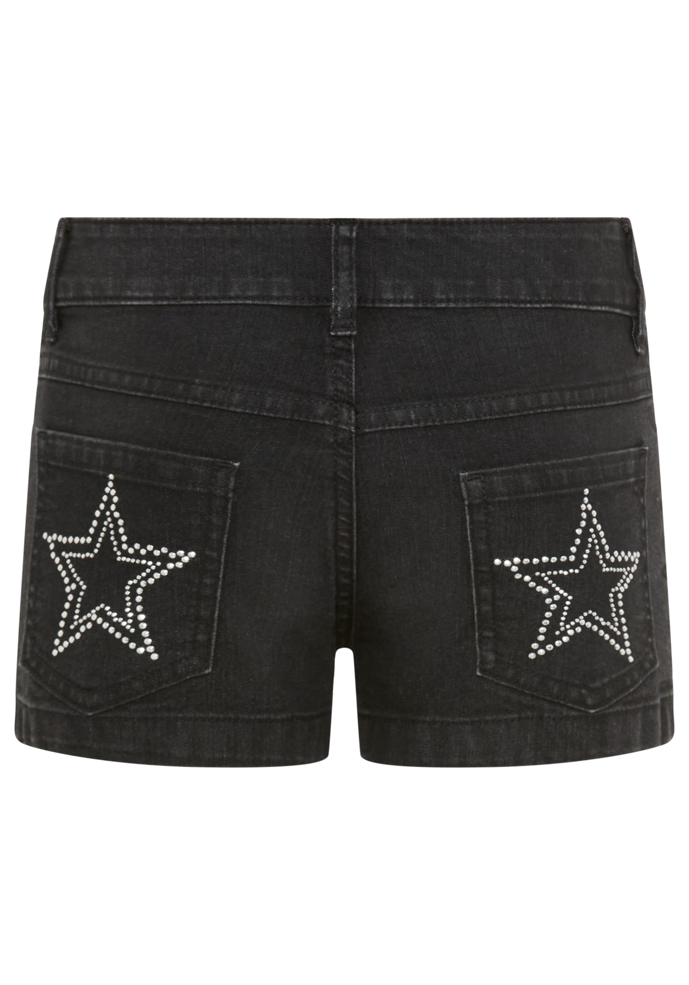 Bruno Banani Shorts »Stretch-Jeans Shorts mit Strass-Steinen, Glitzersterne auf Po-Tasche«  bequeme Passform mit normaler Leibhöhe, für Mädchen