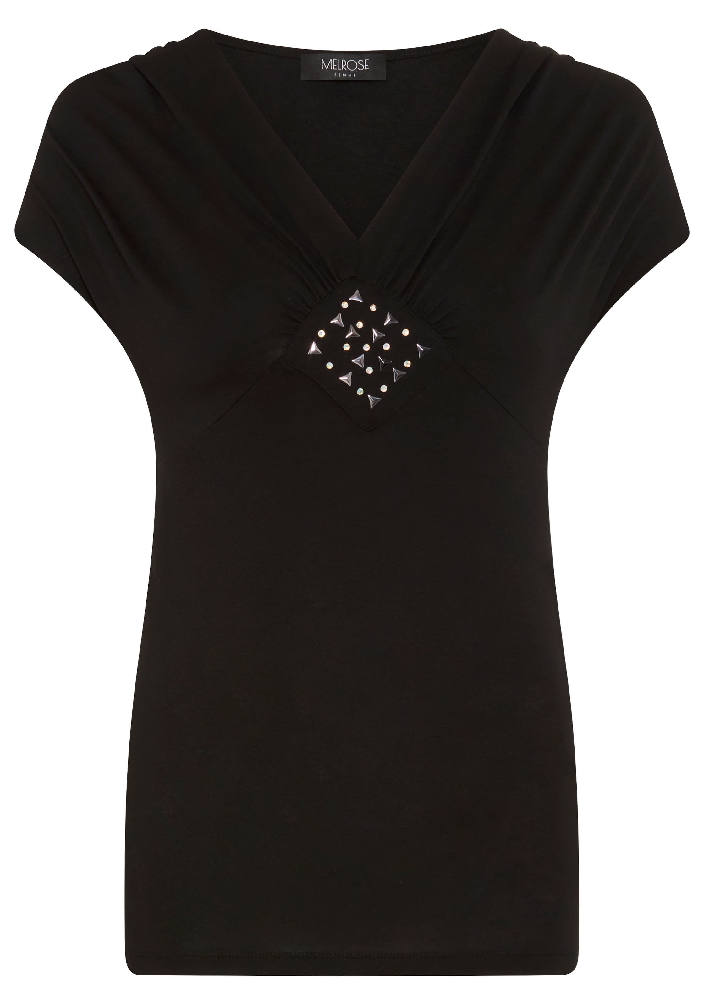 Melrose T-Shirt sehr figurbetonter Schnitt,  tiefer V-Ausschnitt