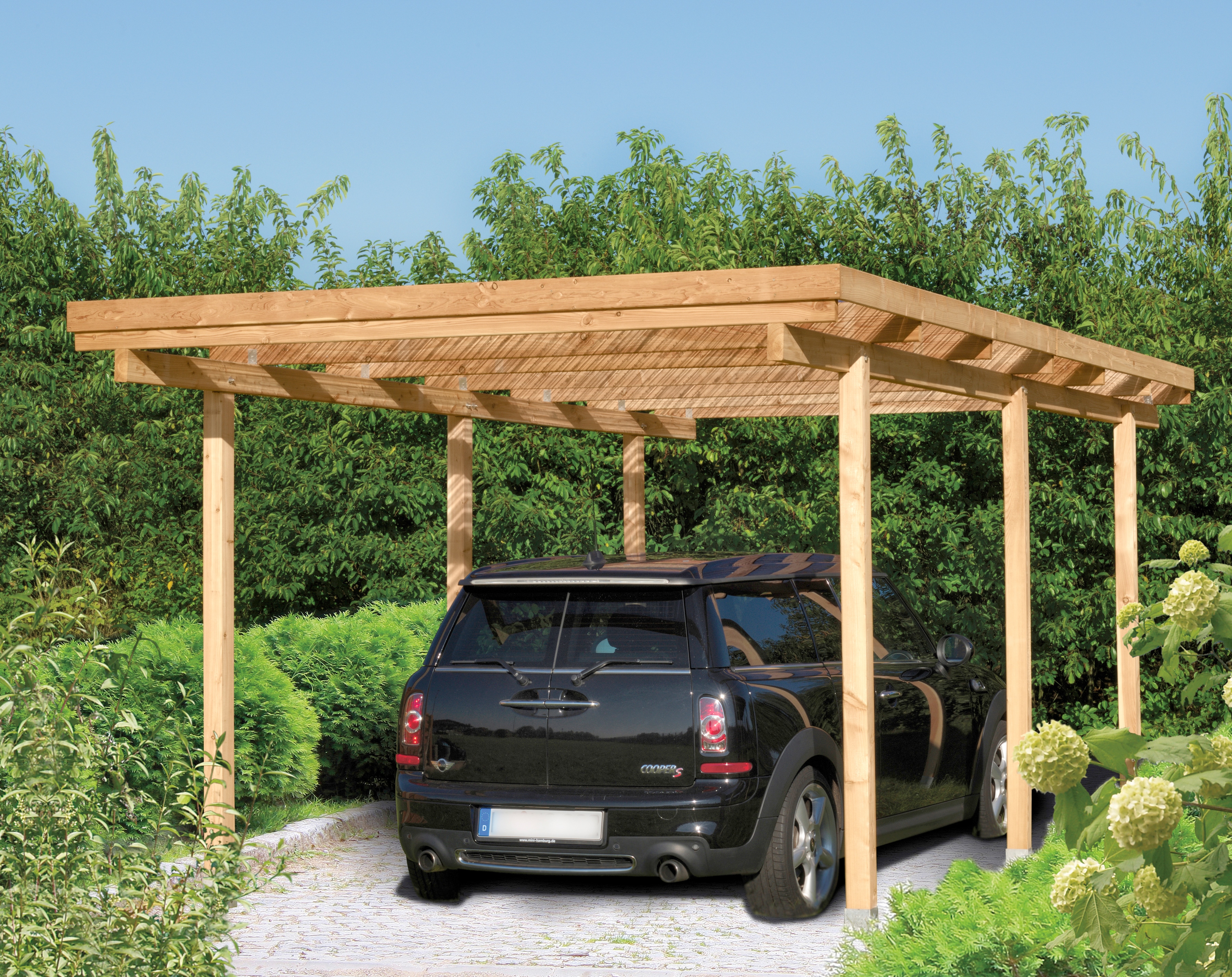 Kiehn-Holz Einzelcarport »Bamberg« Holz 259 cm natur in beige, Größe B/H/T: 201 cm x