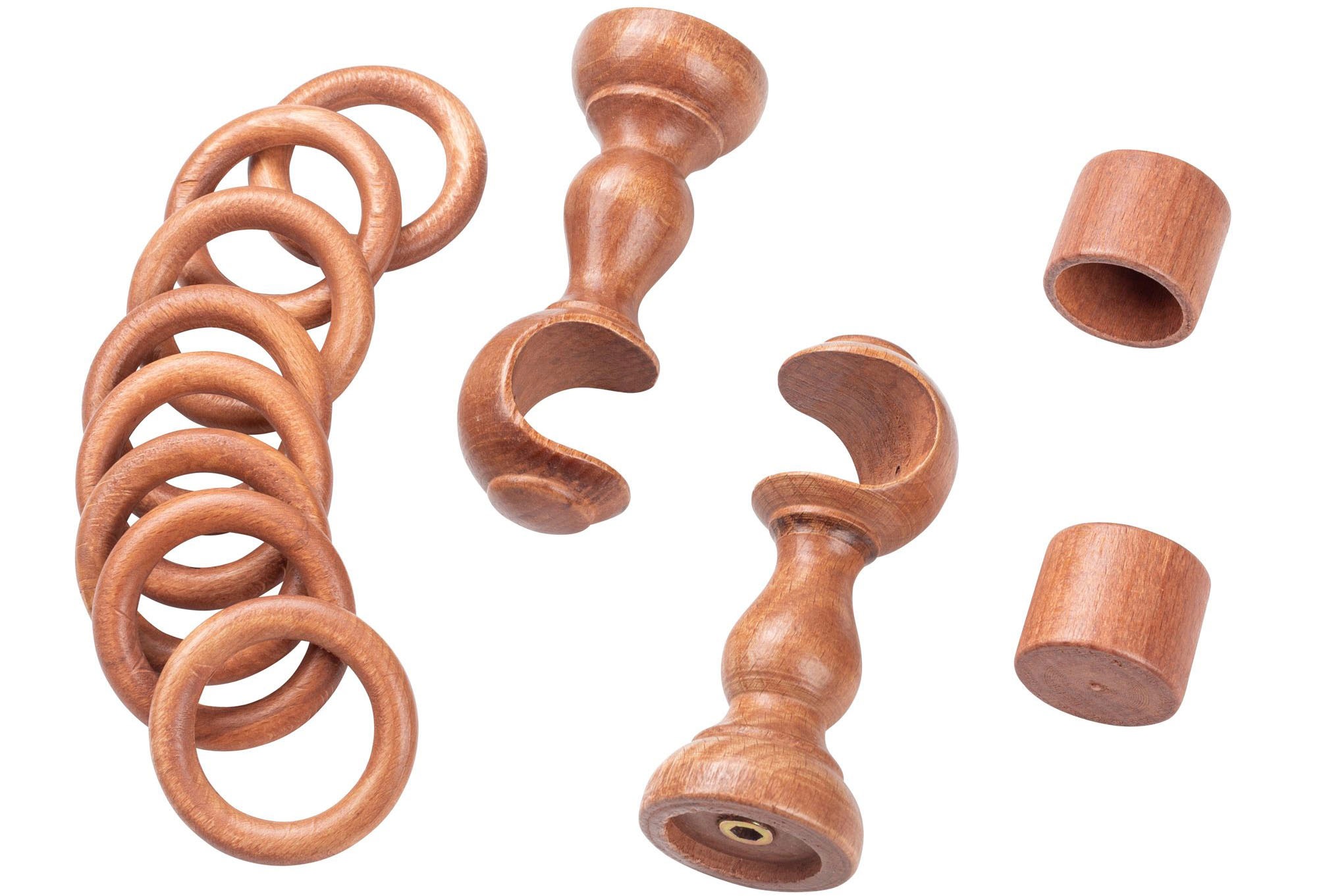 SN DECO GROUP Gardinenstange »Cafiro«, 1 läufig-läufig, Fixmaß, 28 mm, Holz, verschiedene Längen und Farben, Komplettset