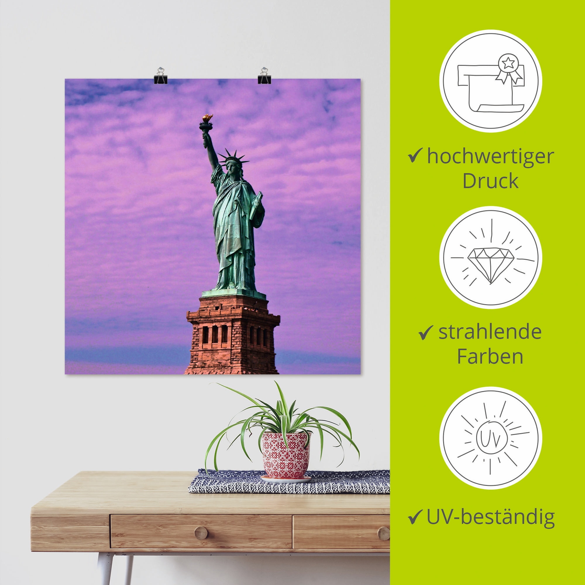 Artland Wandbild »Freiheitsstatue«, Amerika, (1 St.), als Leinwandbild, Poster in verschied. Größen