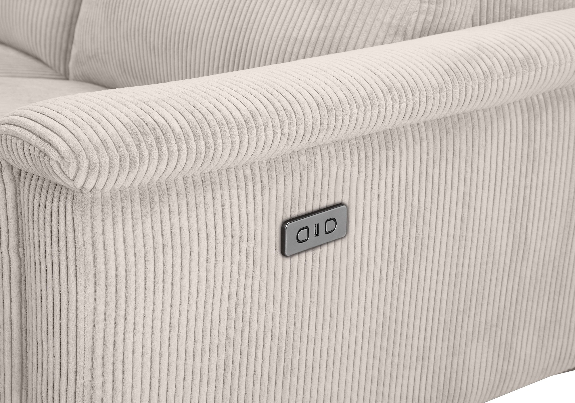 Home affaire Ecksofa »Lund in Cord, L-Form, 261 cm, manuelle und elektr. Relaxfunktion,«, USB-C und Kopfteilverstellung