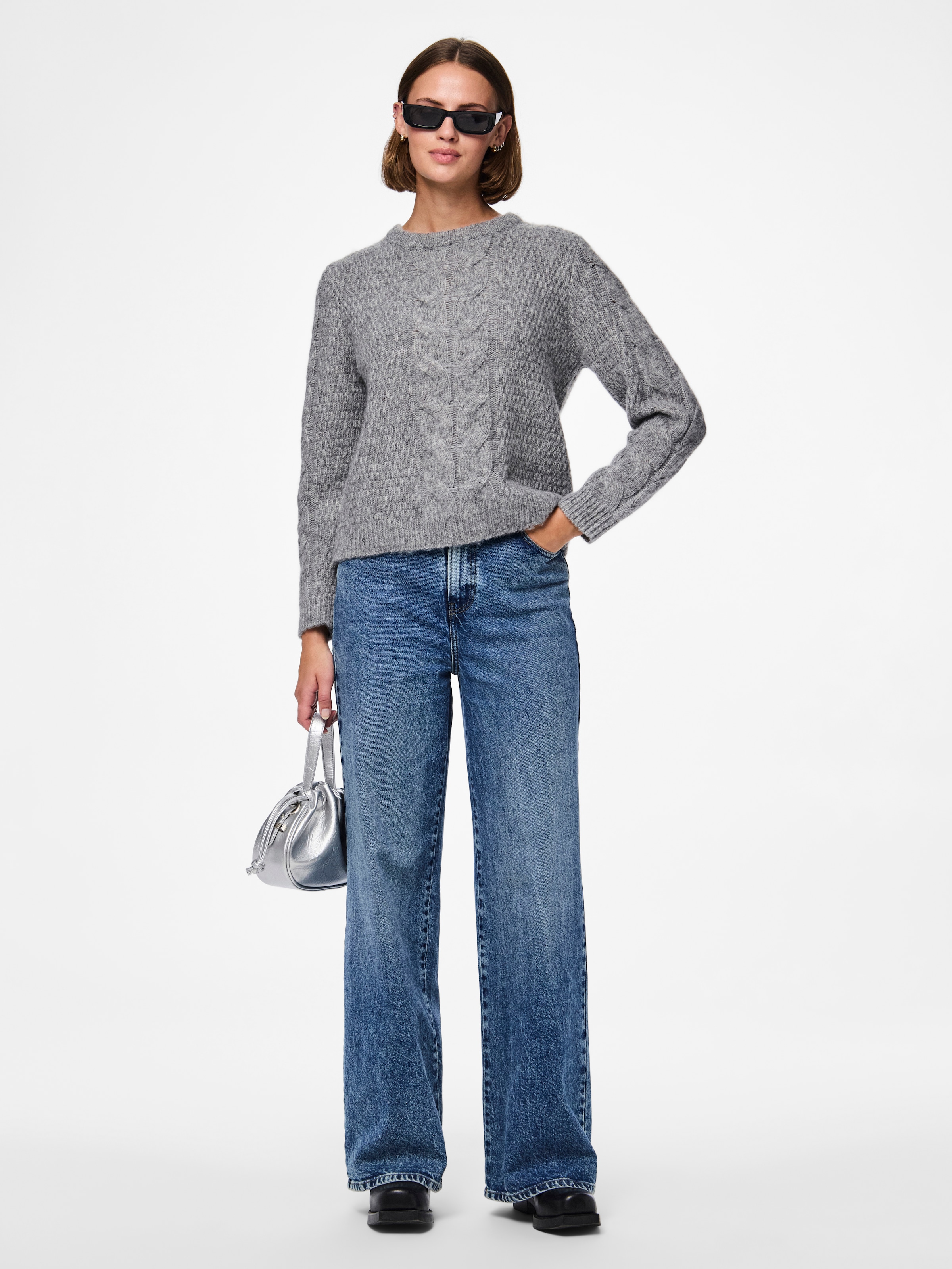 pieces Strickpullover »PCNINA LS O-NECK KNIT NOOS BC«