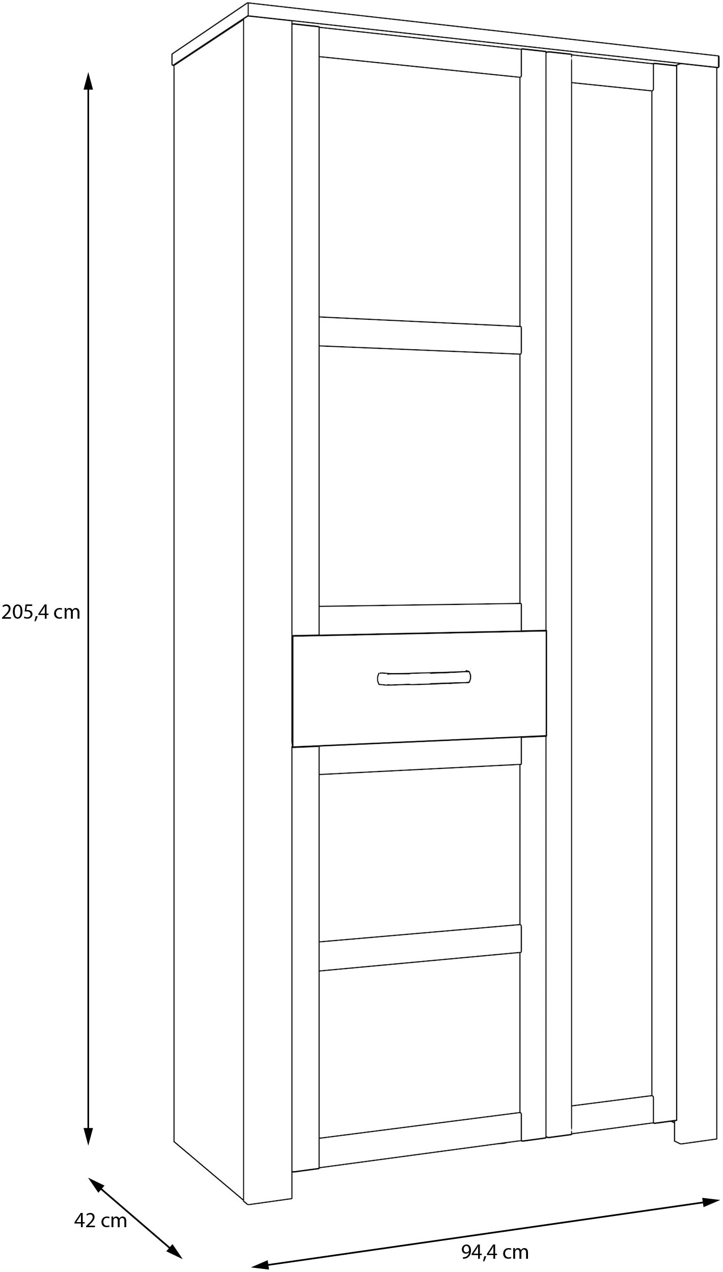 FORTE Garderobenschrank »Garderobenschrank, Höhe 205,4cm, Spiegel, Soft Close, Push to Open« B/H/T 94,4/205,4/42 cm