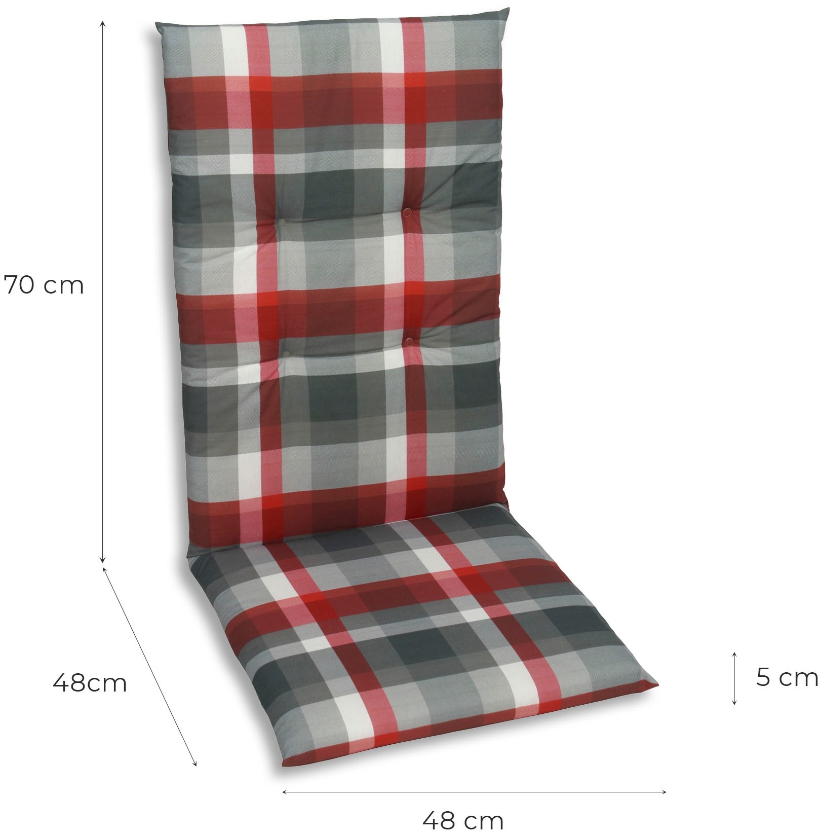 GO-DE Hochlehnerauflage Maße ca.: 48 cm x 5 cm x 118 cm