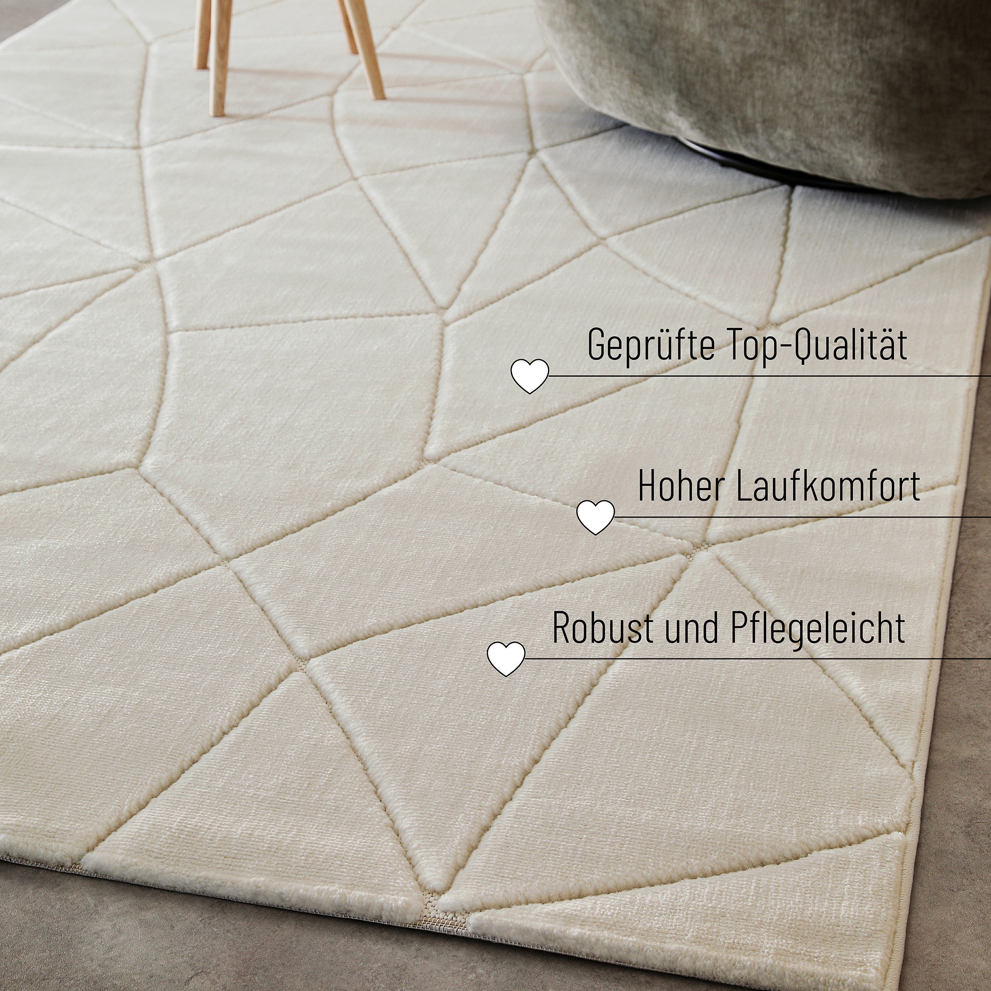 Wecon home Teppich »Unplugged, auch in quadratischer Form«, rechteckig, 10 mm Höhe, Kurzflor, Hoch Tief Struktur, gewebt, Wohnzimmer, Schlafzimmer, modern