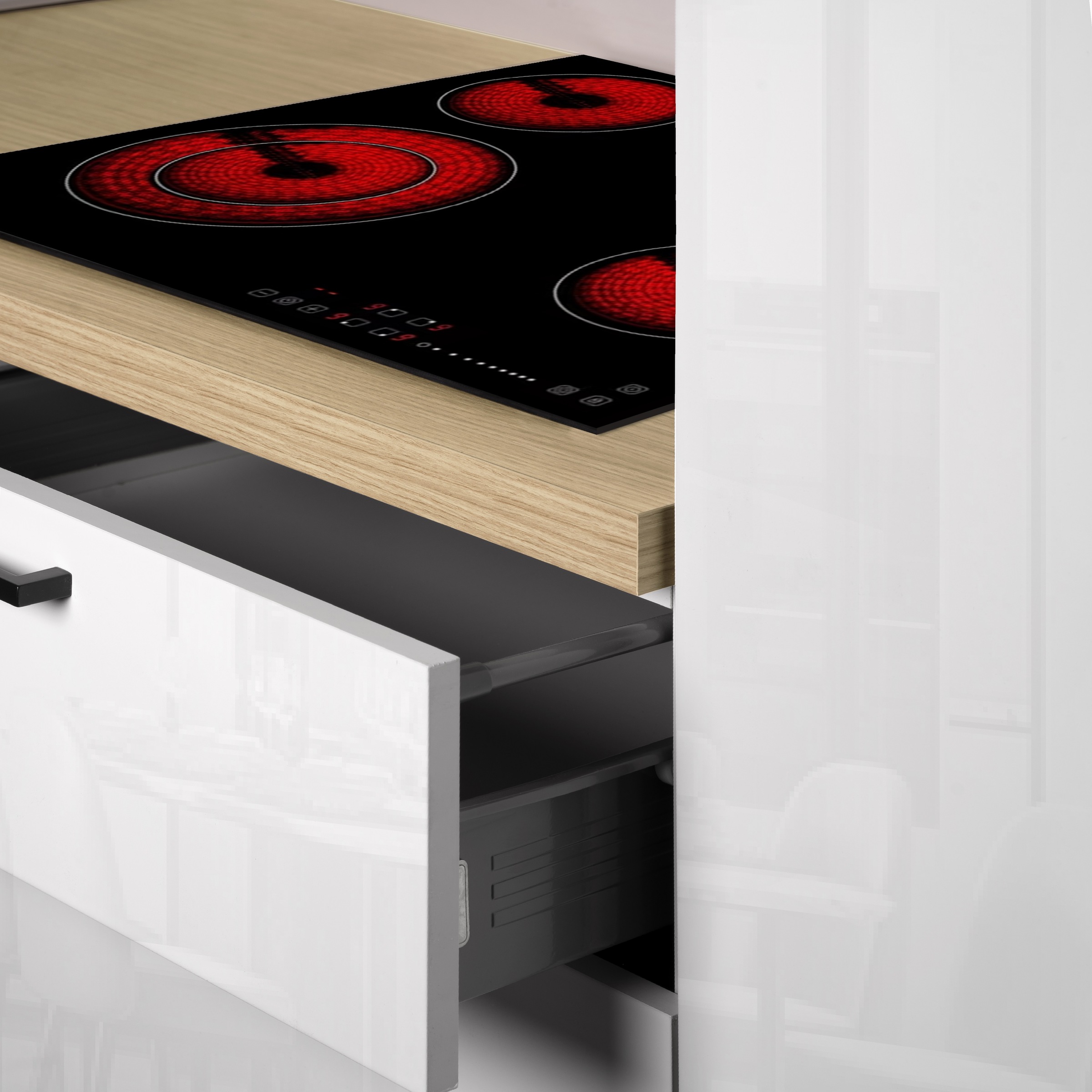 KOCHSTATION Küchenzeile »Luna, Einbauküche, Zeilenküche, mit Soft-Close Funktion, Made in Italy« Breite 300 cm ohne E-Geräte, mit Spüle+Siphon und Aufsatz