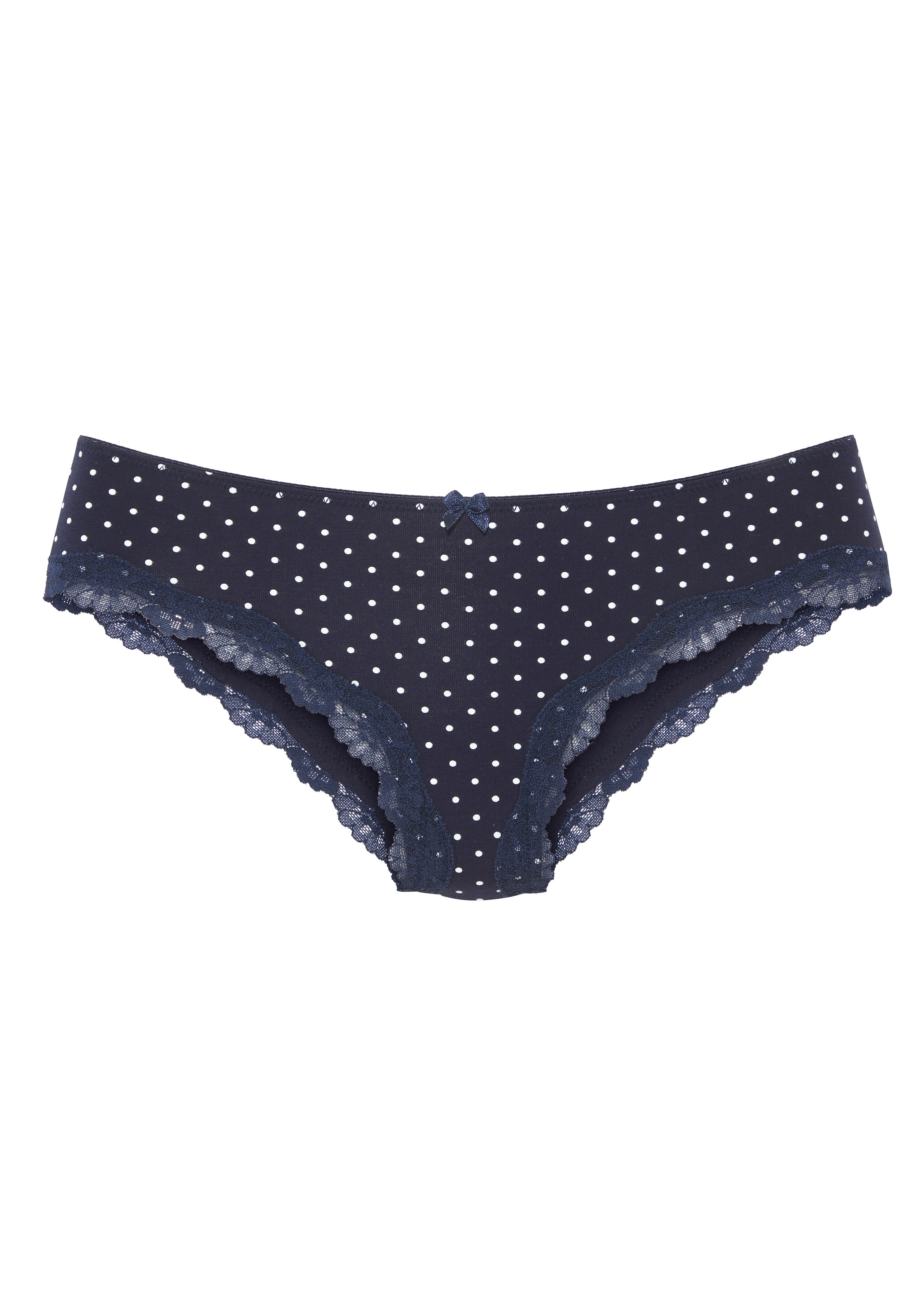 LASCANA Slip 3er-Pack,  aus elastischer Baumwolle mit zarter Spitze