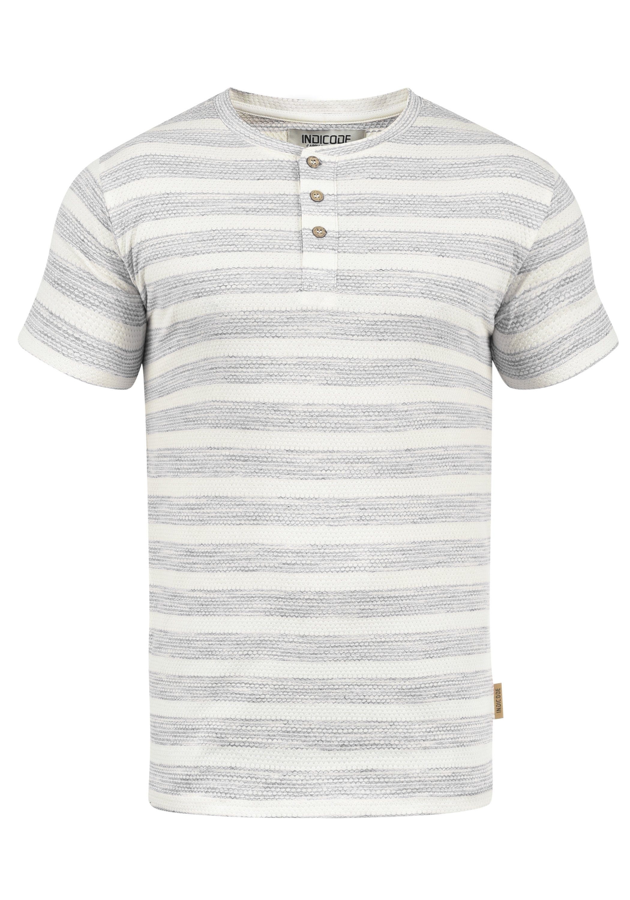 Indicode Rundhalsshirt »Albemarle«, Kurzarmshirt mit Streifen und Knopfleiste
