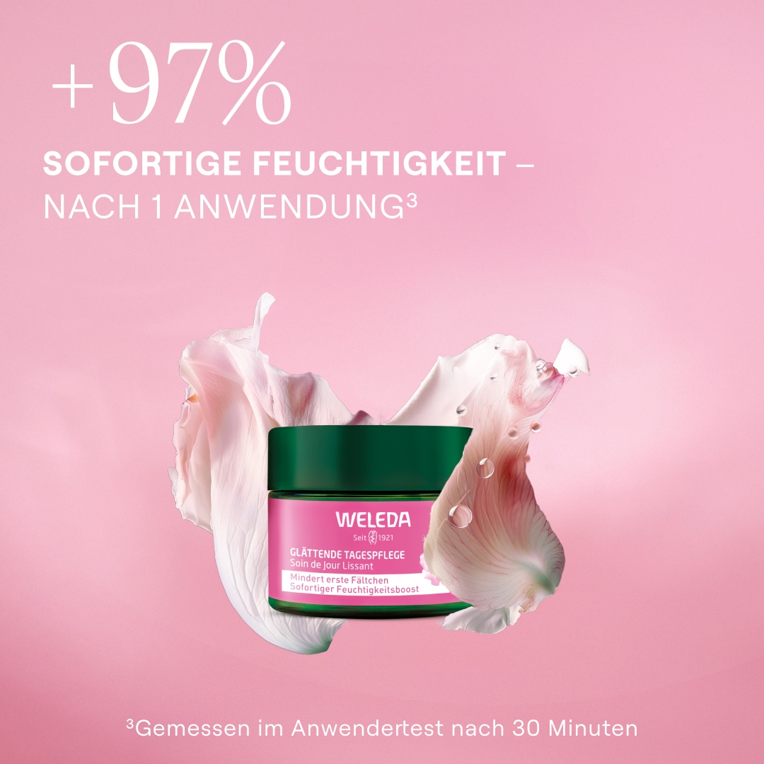 WELEDA Gesichtspflege »Weleda Glättende Tagespflege Wildrose & Weisser Tee« sofortiger Feuchtigkeitsboost, für alle Hauttypen