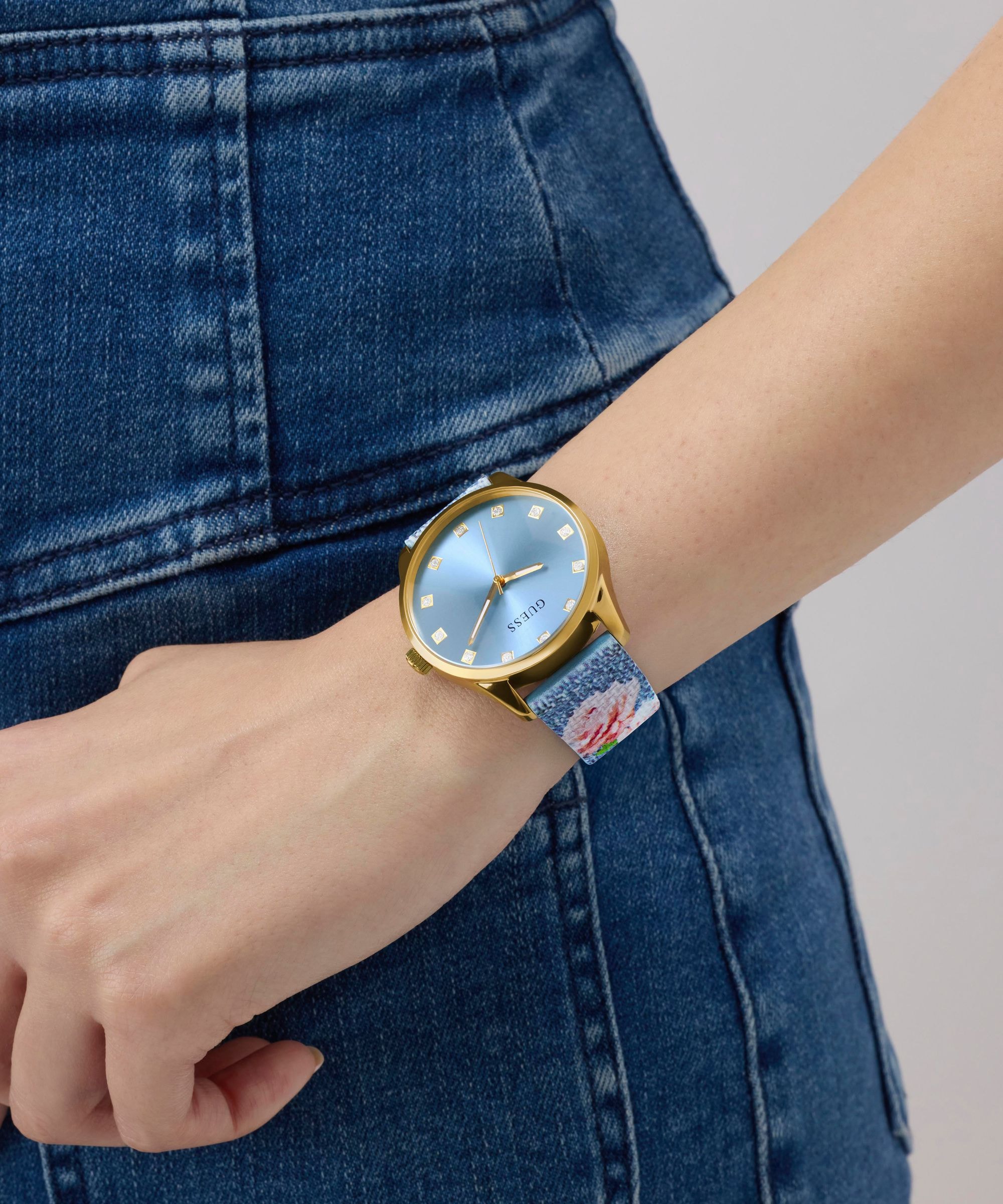 Guess Quarzuhr »MARIGOLD« Armbanduhr, Damenuhr, Silikonarmband, analog