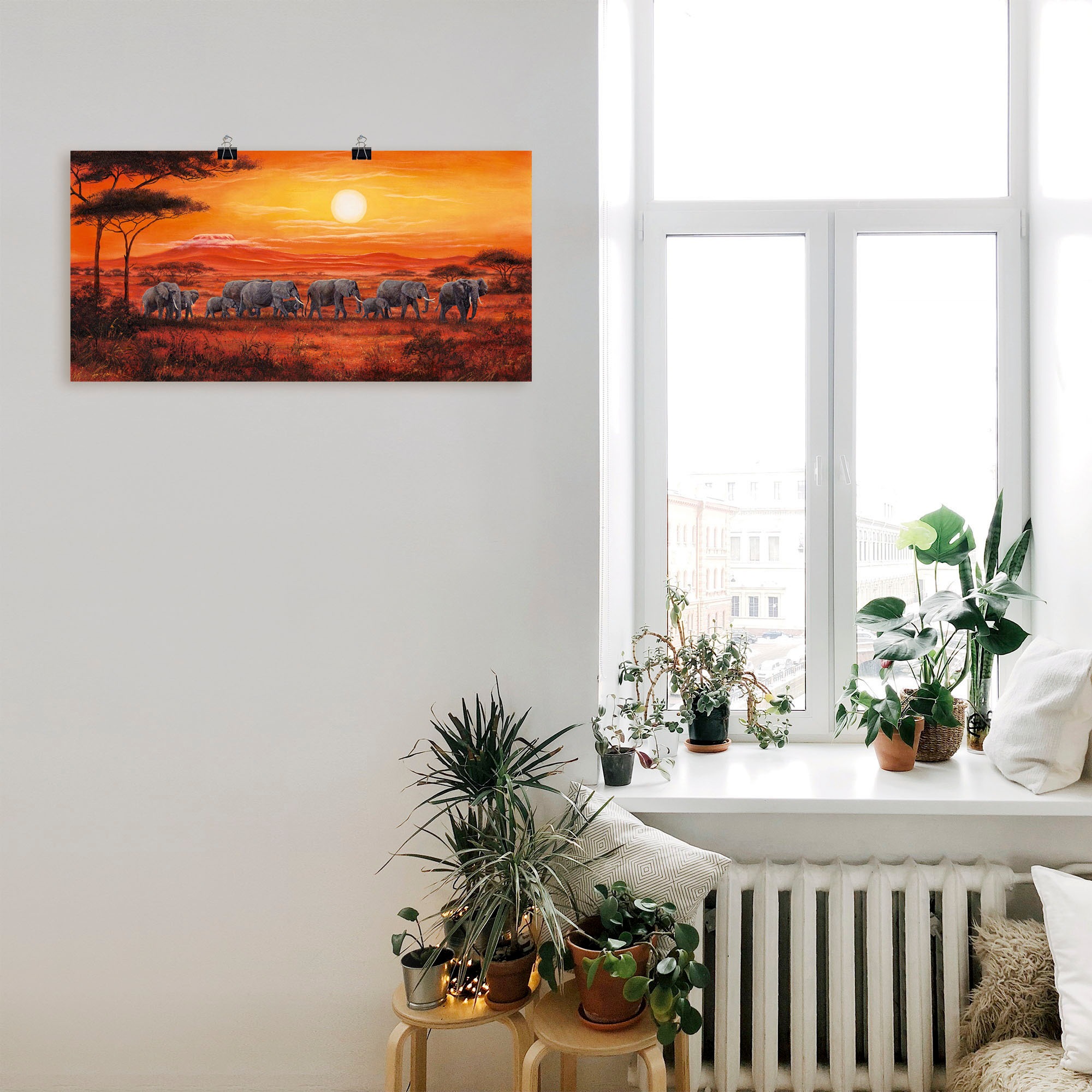 Artland Wandbild »Elefantenherde«, Wildtiere, (1 St.), als Leinwandbild, Poster, Wandaufkleber in verschied. Größen