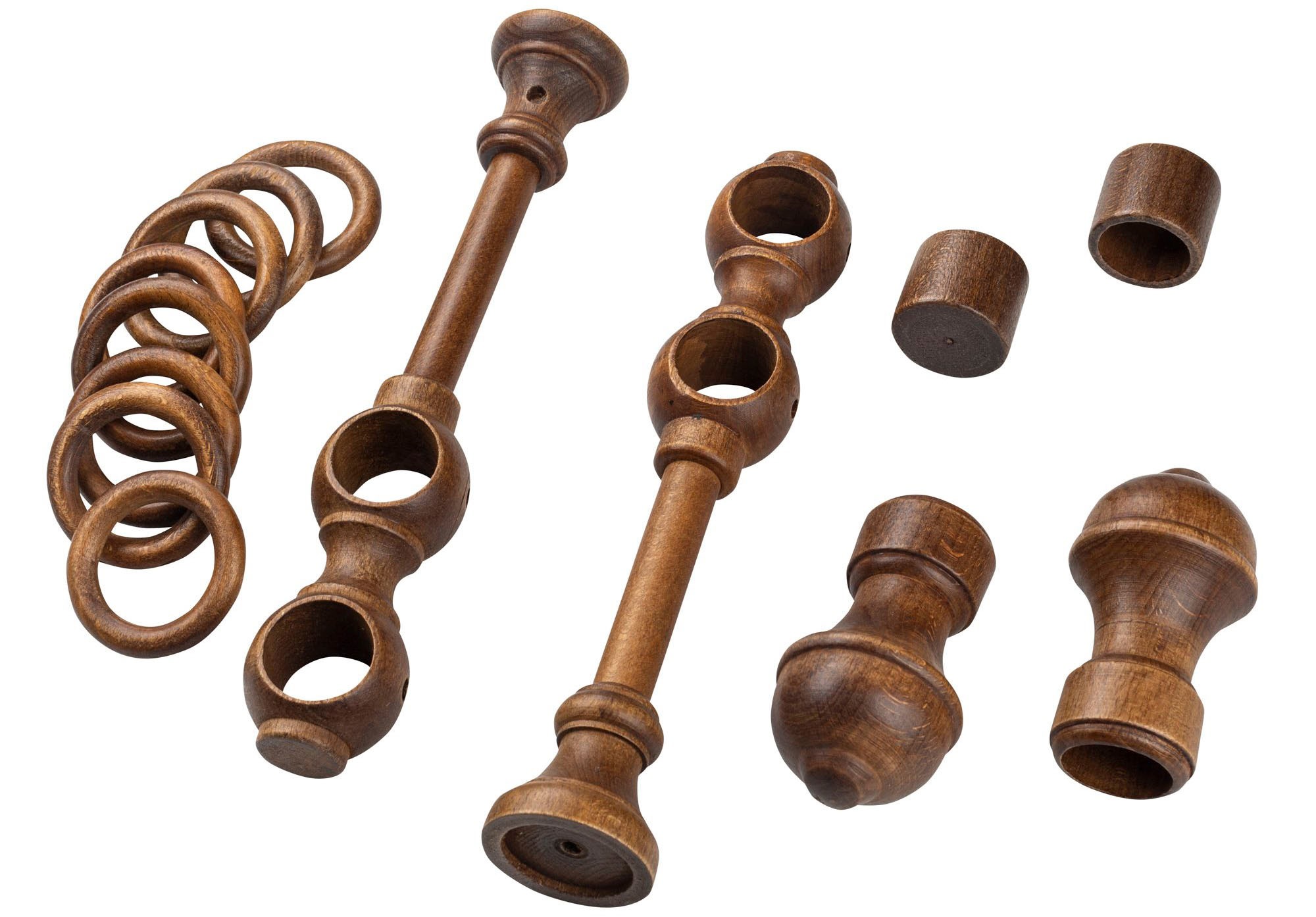 SN DECO GROUP Gardinenstange »Ares«, 2 läufig-läufig, Fixmaß, 28 mm, Holz, verschiedene Längen und Farben, Komplettset