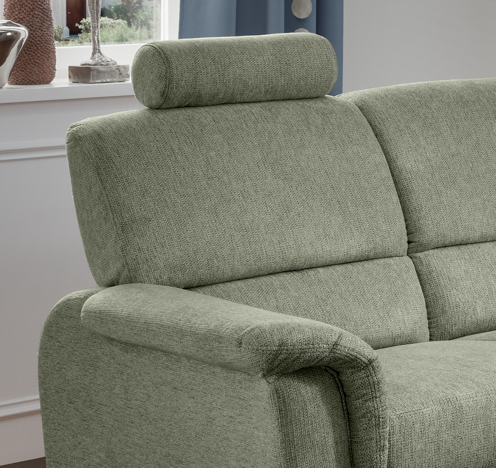 Home affaire Ecksofa »Pisa L-Form, mit Schlaffunktion, Stauraum, 2x höhenverstellbare«, Kopfstützen und Relaxfunktion im Eckelement