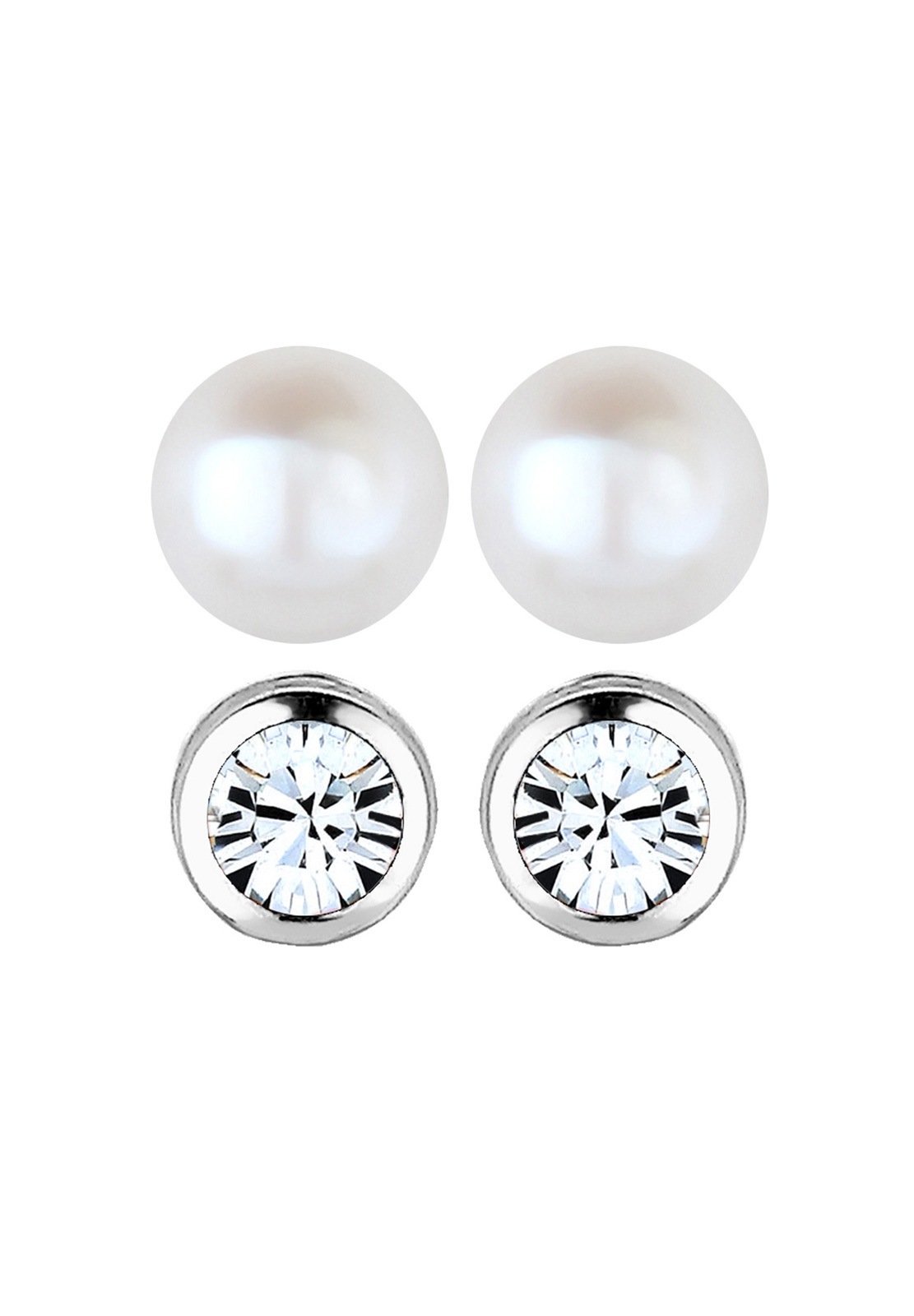 Elli Ohrstecker-Set »Ohrringe Set Basic Perle Kristalle 925 Silber«