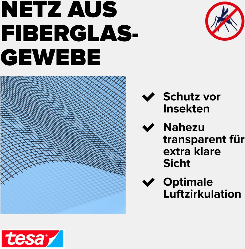 tesa Fliegengitter-Gewebe »Insect Stop Fliegengitter Ersatzrolle Clear View 1.2 m x 2.5 m« Packung, Nachfüllrolle, 1 Stk. tlg. Mückennetz für Fenster & Türen - Ersatz-Rolle