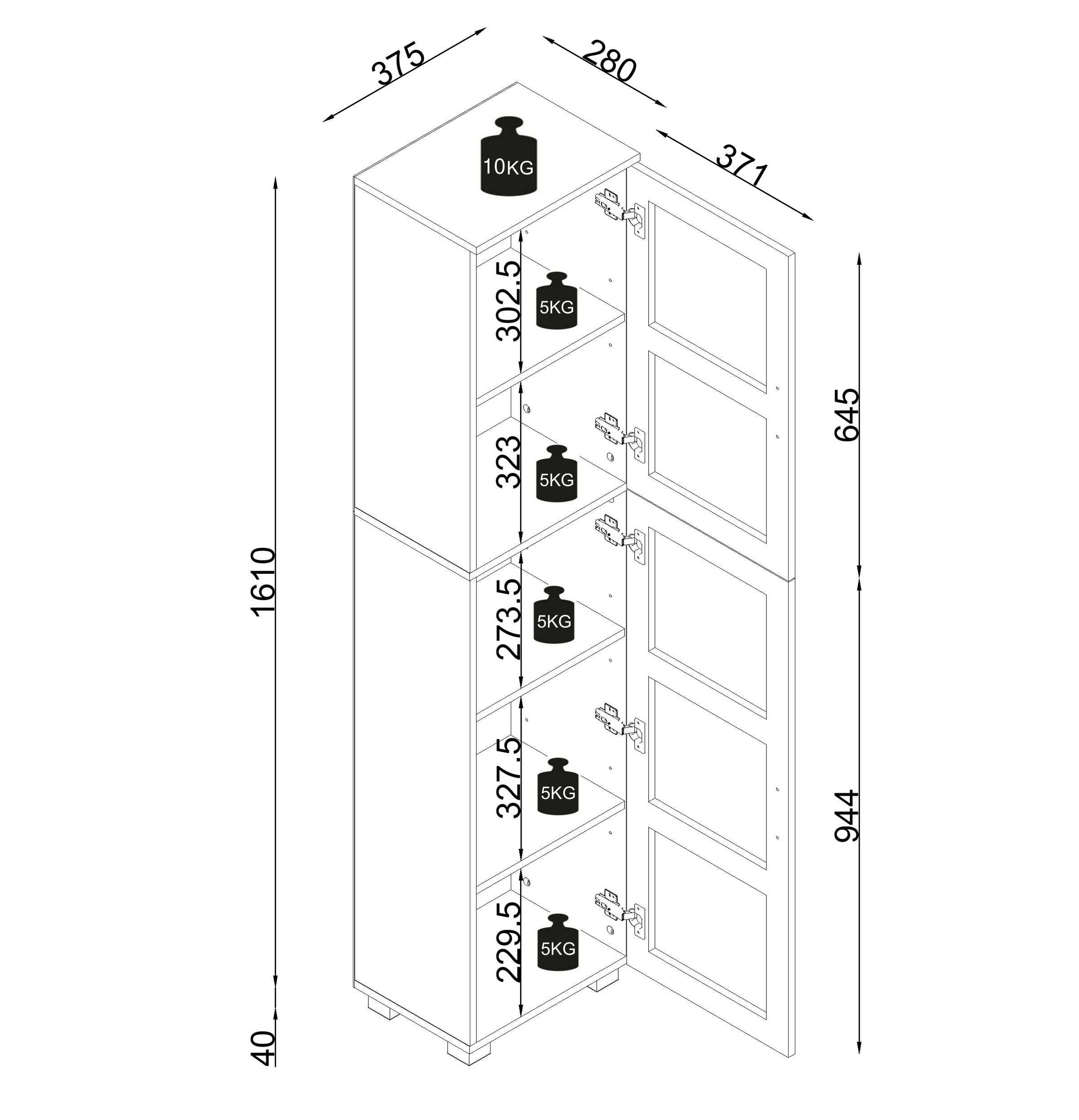 VCM Hochschrank »Holz Badmöbel Badschrank Hochschrank Nilari« 1 Stk. tlg.