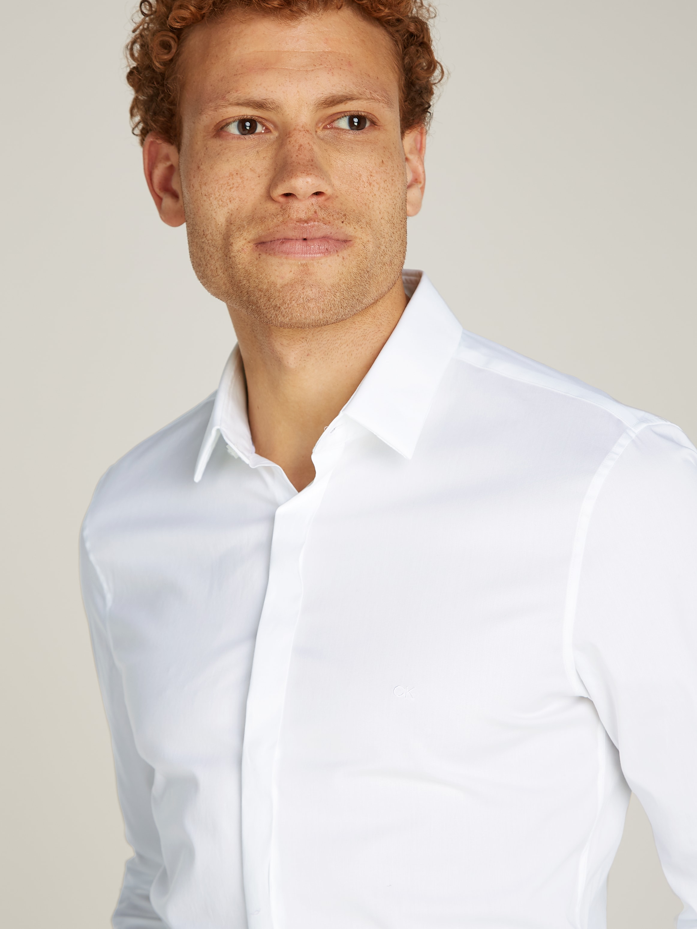 Calvin Klein Langarmhemd »POPLIN HP EXTRA SLIM SHIRT«, mit Logostickerei