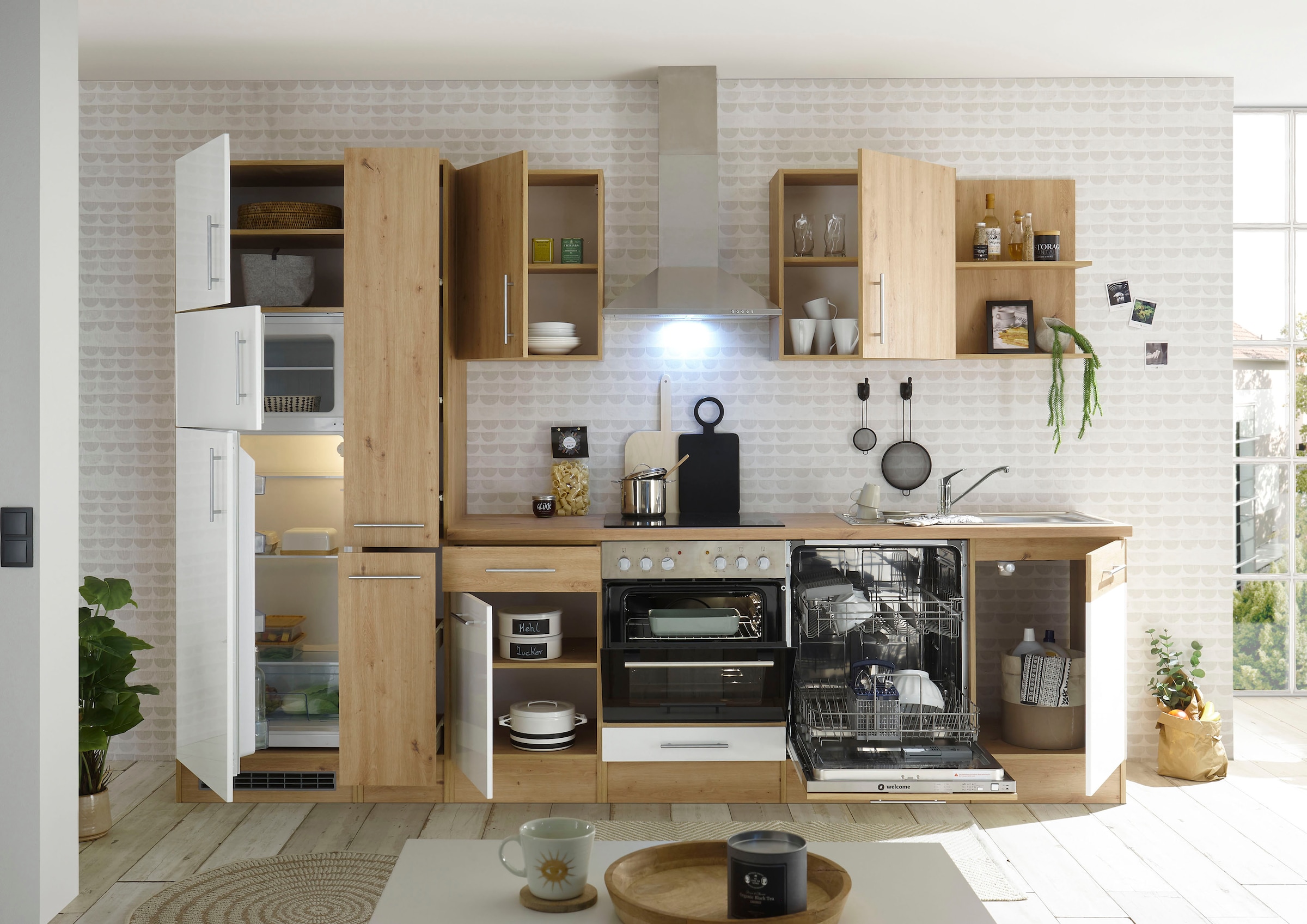 BASIC by Balculina Küche »Emil«, Breite 310 cm, mit und ohne E-Geräte