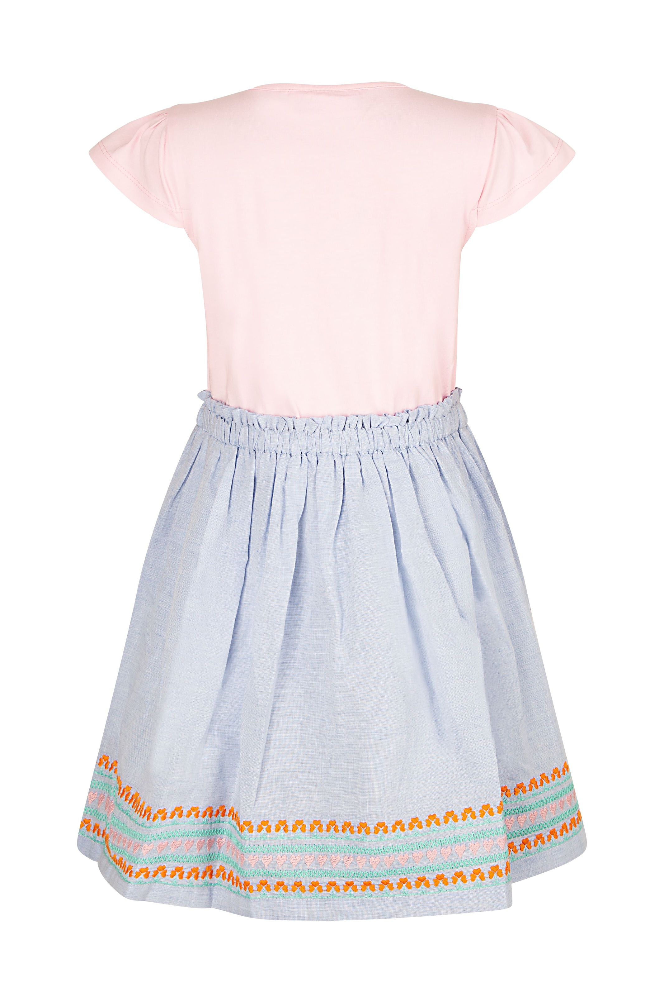 happy girls Sommerkleid, mit wunderschönem Frontmotiv und hochwertiger Stickerei am Saum