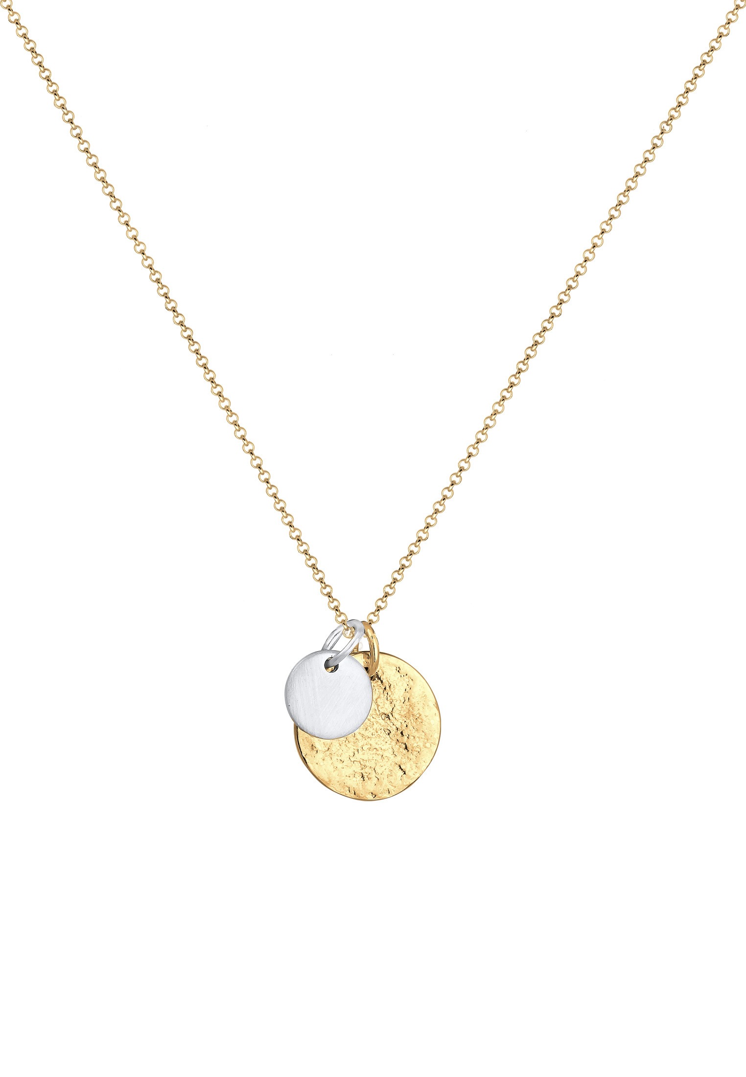 Elli Kette mit Anhänger »Halskette Plättchen Münzen Organic Look 925 Silber«