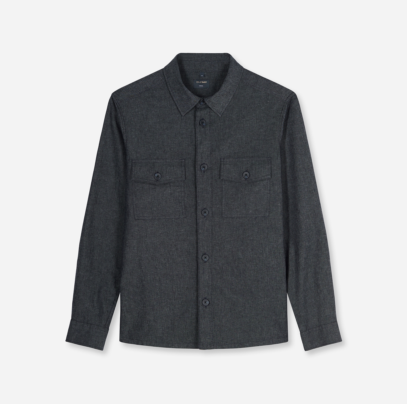 OLYMP Hemdjacke Overshirt, Leinen, Modern Fit, Kentkragen