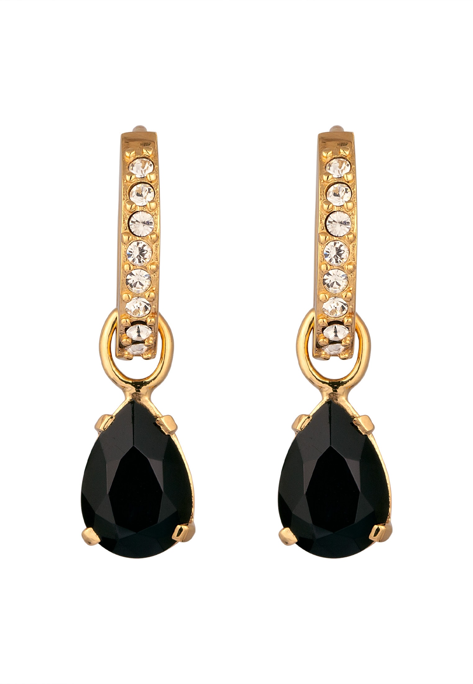 Elli Paar Creolen »Ohrringe Creolen Tropfen Glas Kristalle Schwarz 925 Sterling Silber«