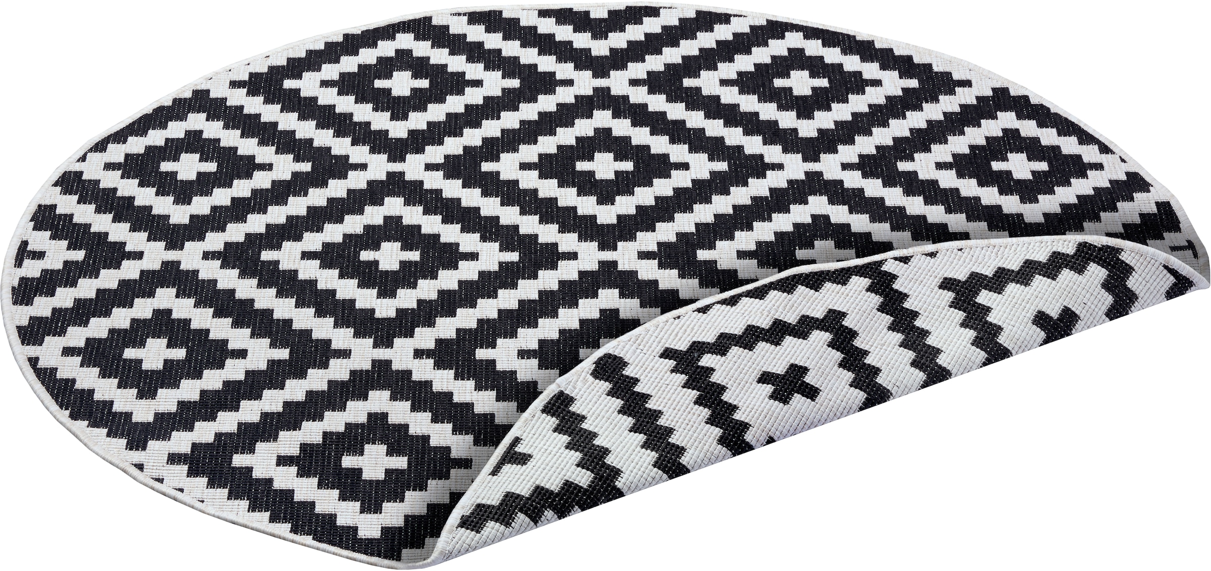 my home Teppich »Ronda Wendeteppich«, rund, 5 mm Höhe, Sisal-Optik, Flachgewebe, In- und Outdoor, geometrisches Boho Design