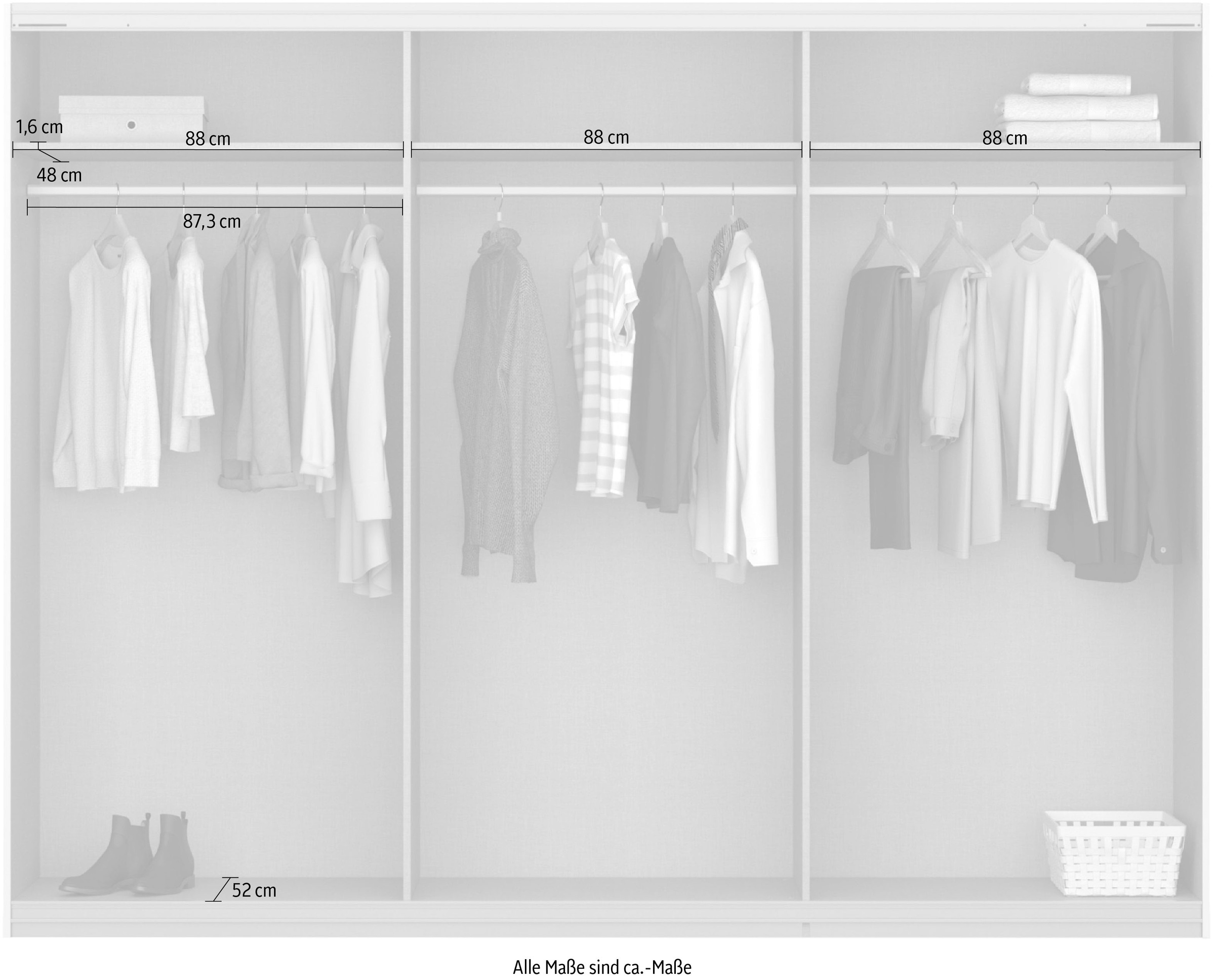rauch Schwebetürenschrank »Kleiderschrank Schrank Garderobe Wäscheschrank Ankleide OTELI«, (Breiten 203/271/315/360 cm Höhen 210/229 cm), in verschiedenen Dekor- und Hochglanzfarben