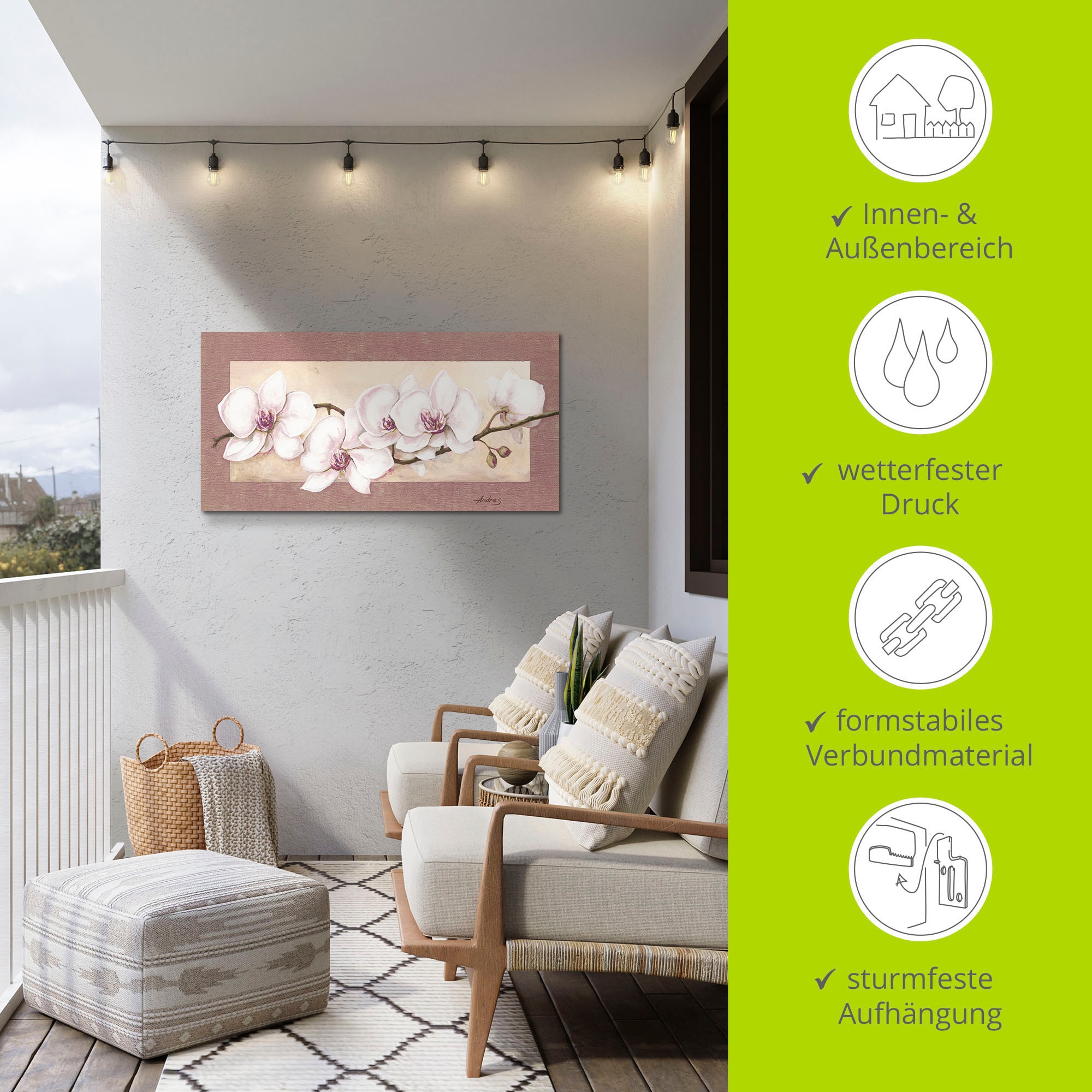 Artland Wandbild »Orchideenzweig_in Beerentönen«, Blumen, (1 St.), als Alubild, Outdoorbild, Leinwandbild in verschied. Größen