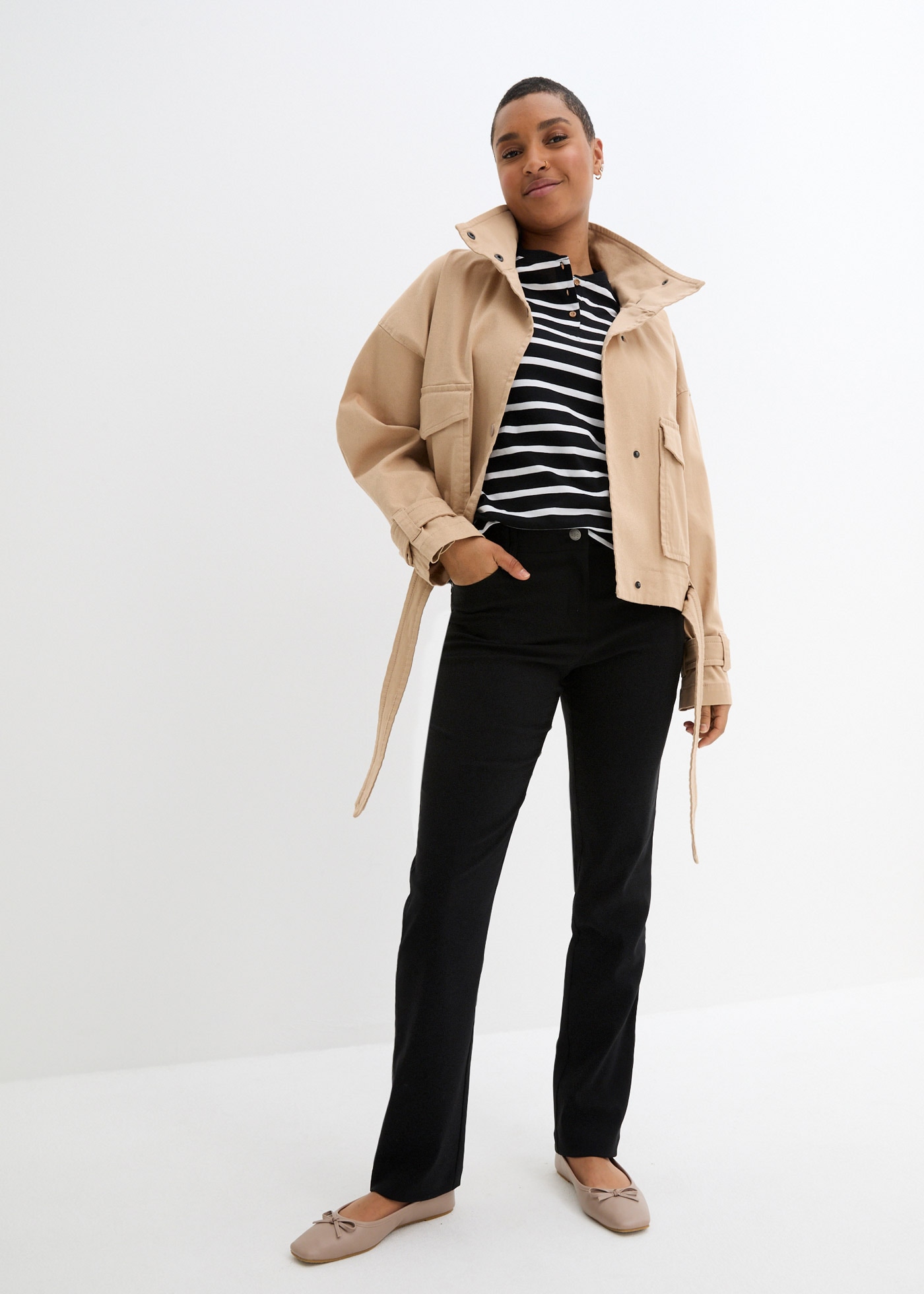 bonprix Stretch-Hose »Bengalin-Stretch-Hose mit Bequembund, Straight«  aus Polyester, Viskose und Elasthan, mit Bequembund, Regular Fit