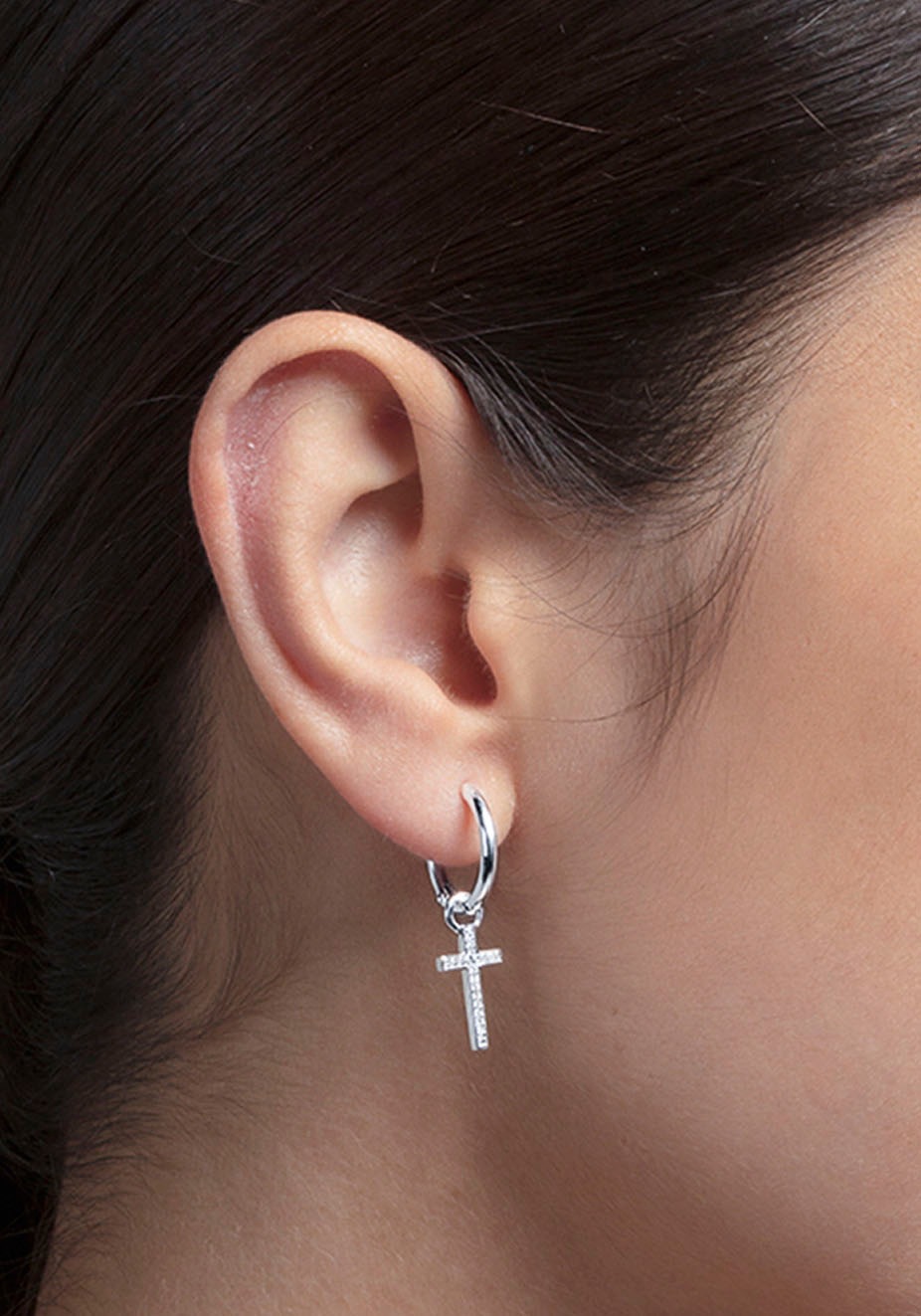 THOMAS SABO Paar Creolen »Kreuz, CR622-051-14«, mit Zirkonia (synth.) - Einhänger abnehmbar