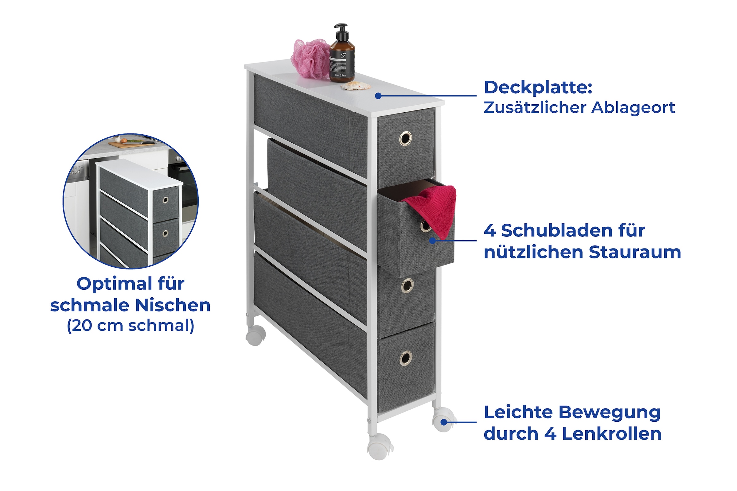 Maximex Ablageelement »Nischenwagen«, mit 4 Schubladen