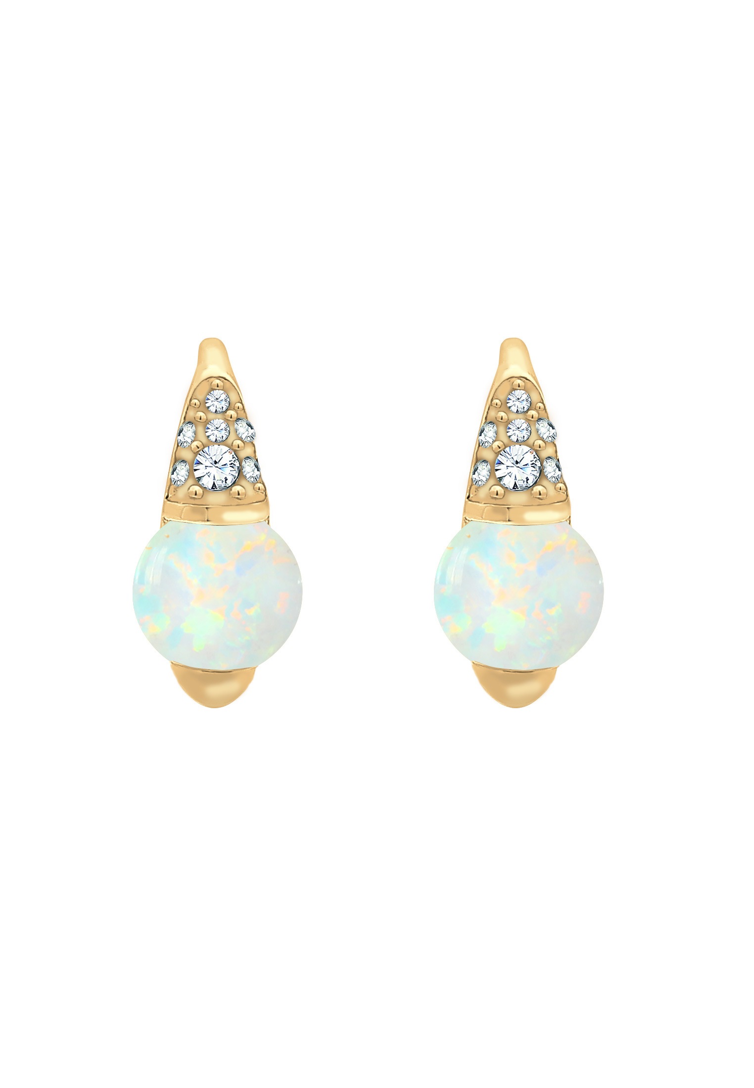 Elli Premium Paar Ohrhänger »Ohrringe Glas Kristalle Synthetischer Opal Weiß 925 Sterling Silber«