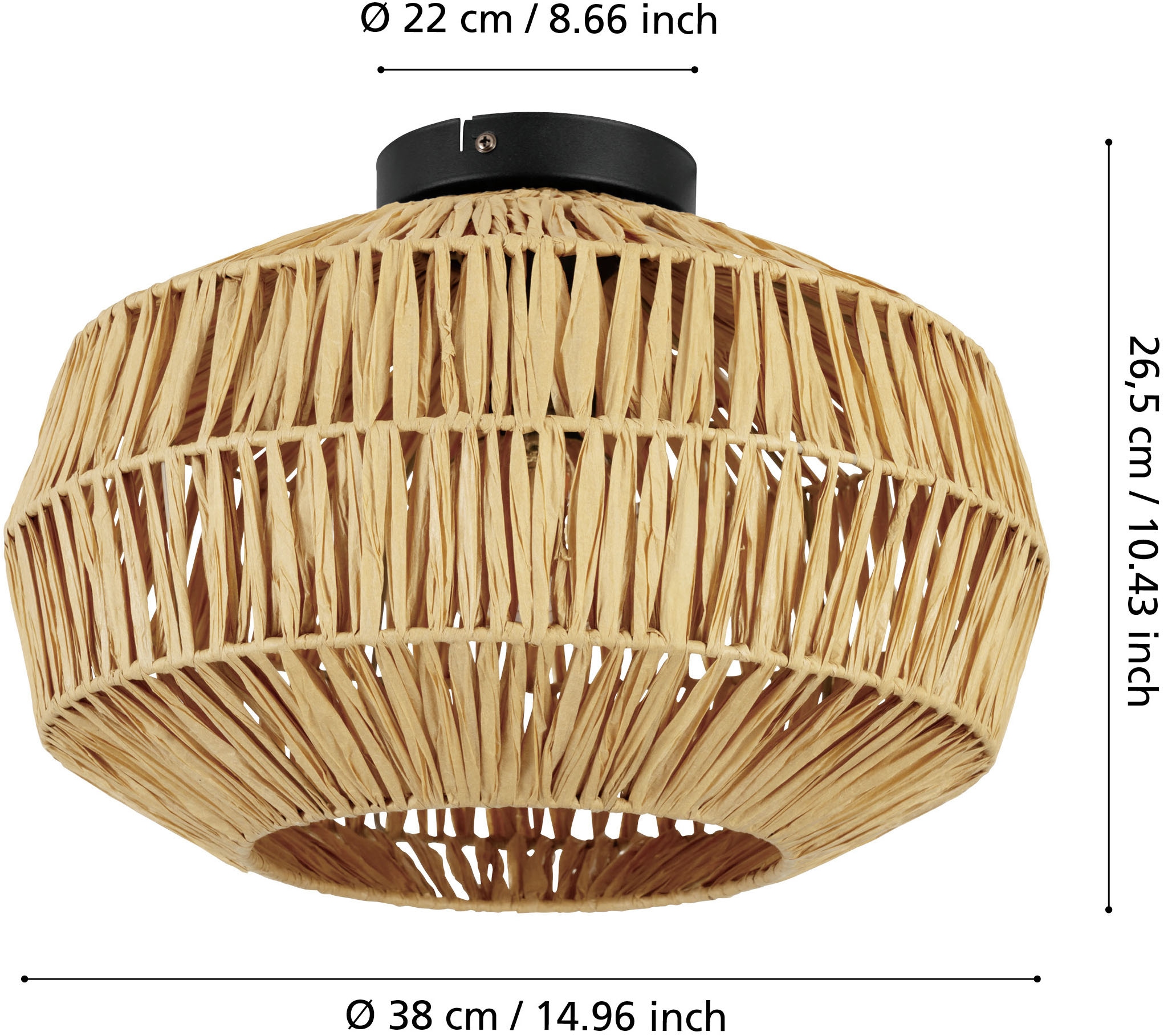 EGLO LED Deckenleuchte »SHELDON Deckenlampe - Stahl - E27 - 1X40W - IP20« E27 1 Stk. Wohzimmerlampe, Esszimmerlampe, Flur, Schlafzimmer, H26,5 x Ø38 cm