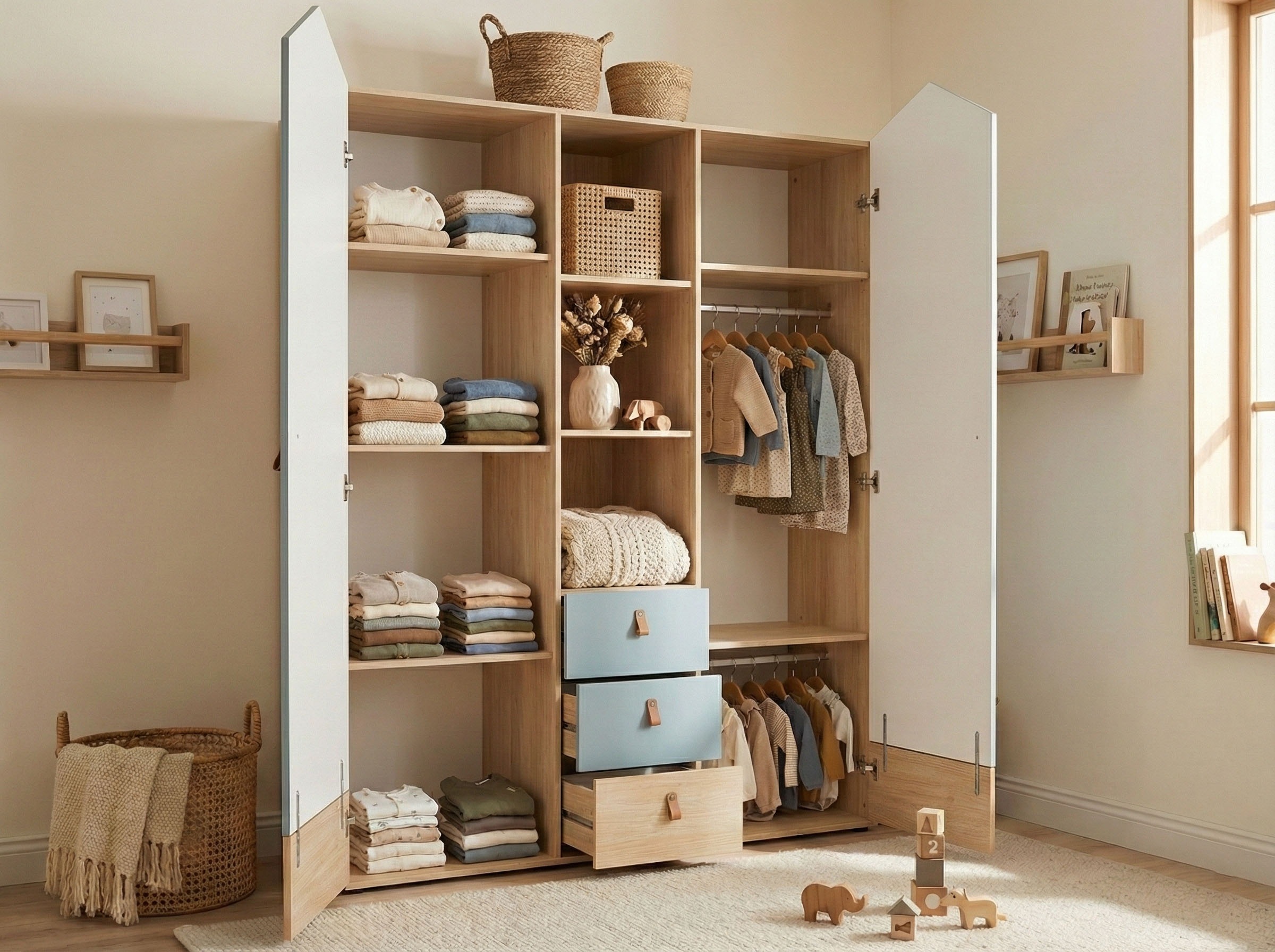 arthur berndt Kinderkleiderschrank »Kleiderschrank »Roofy« 2-türig mit Soft-Close-Funktion« Soft-Close Funktion