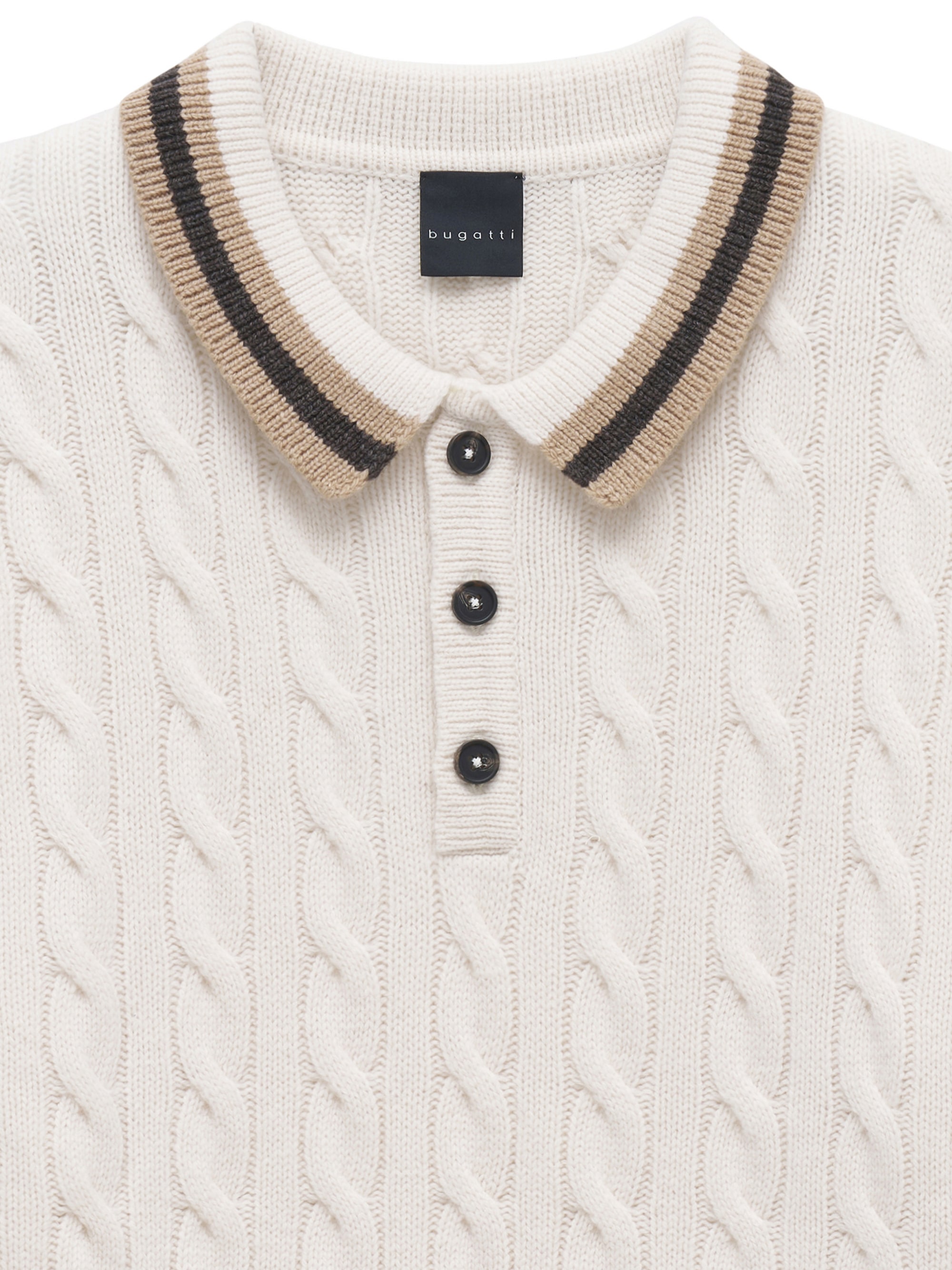 bugatti Poloshirt »Regular Fit« Regular Fit Wollmix Zopfmuster