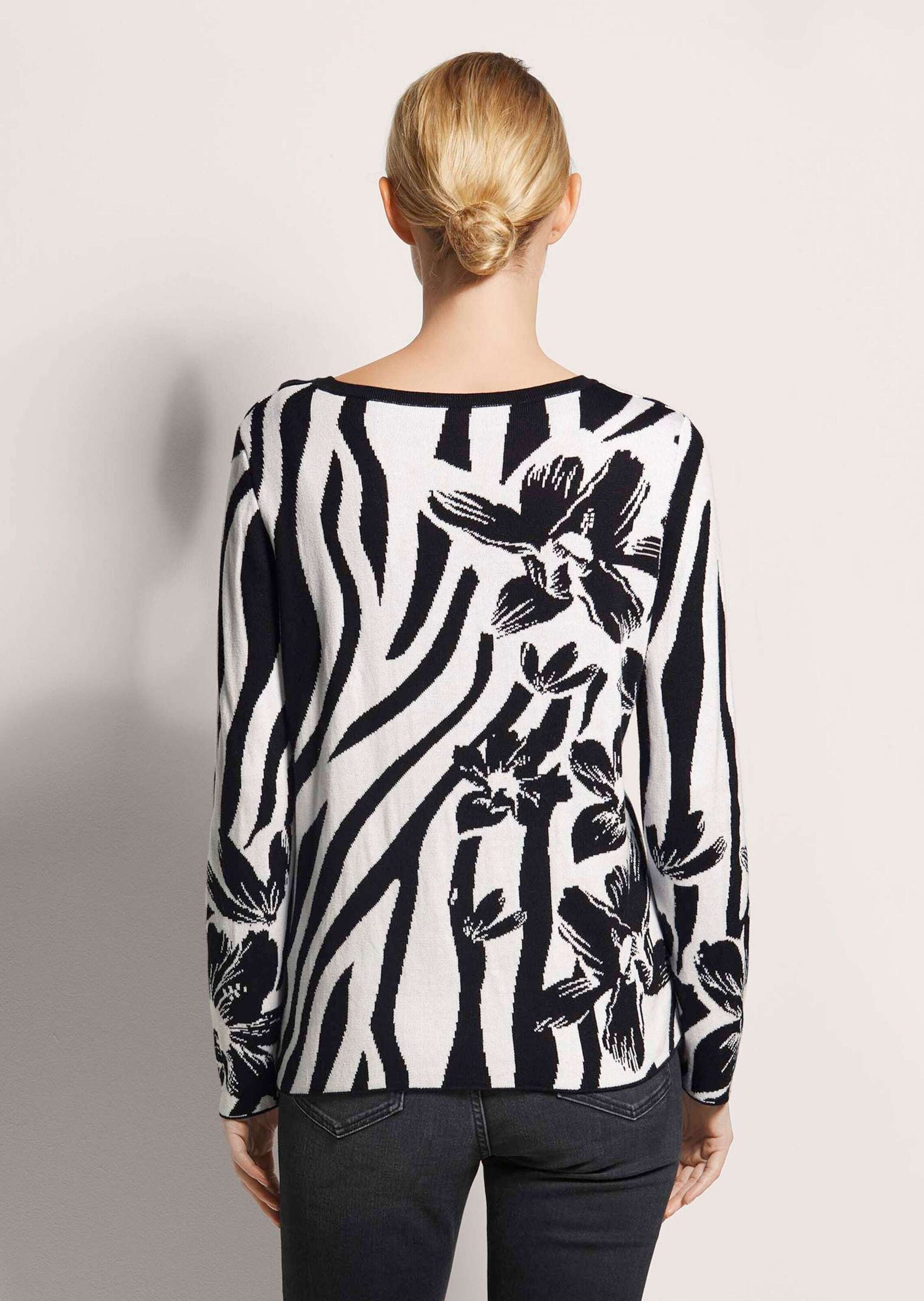MADELEINE Longpullover »Pullover Rundhals-Pullover mit kontraststarken Intarsien«