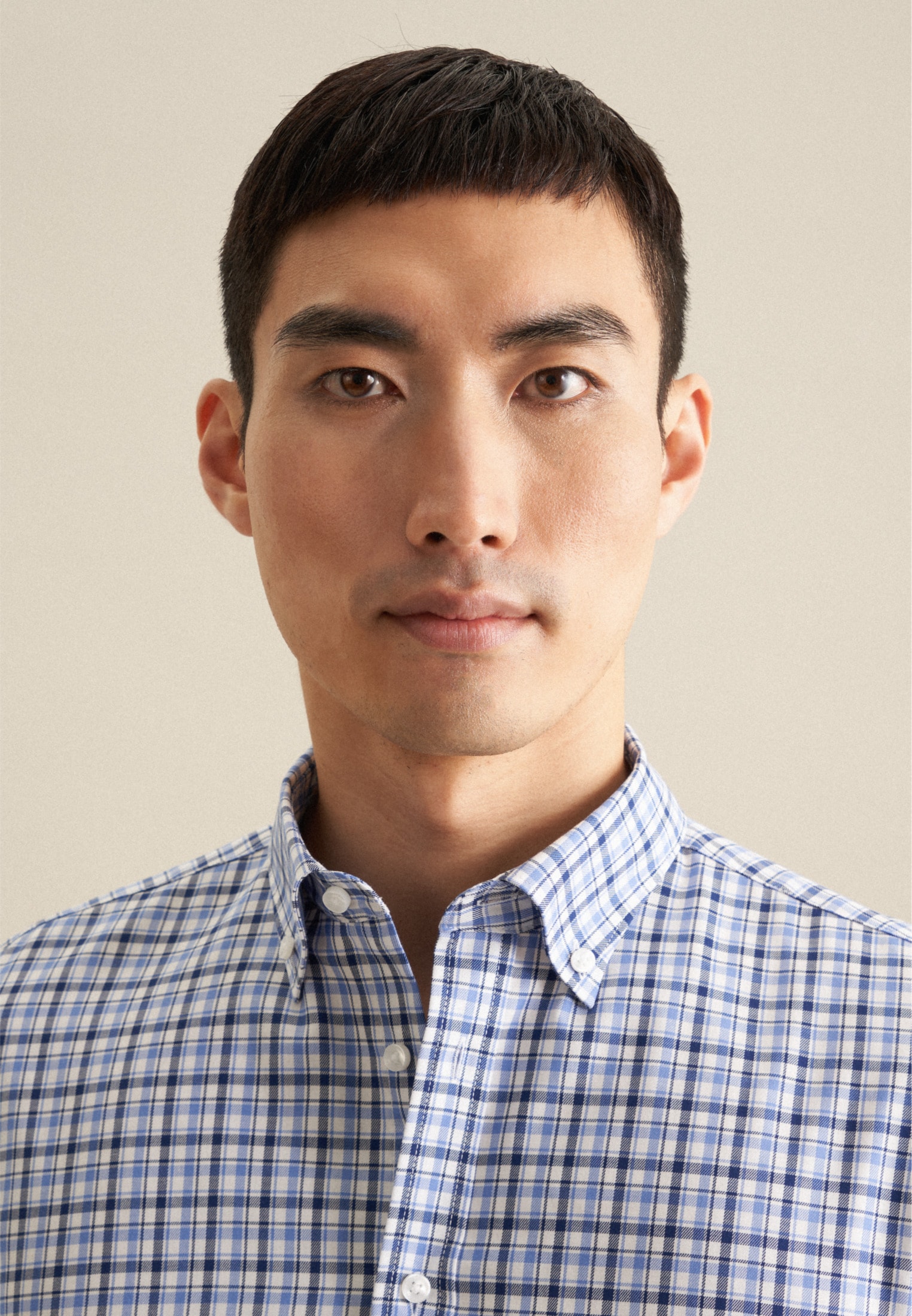 seidensticker Businesshemd »Slim«, Slim Langarm Button-Down-Kragen Karo