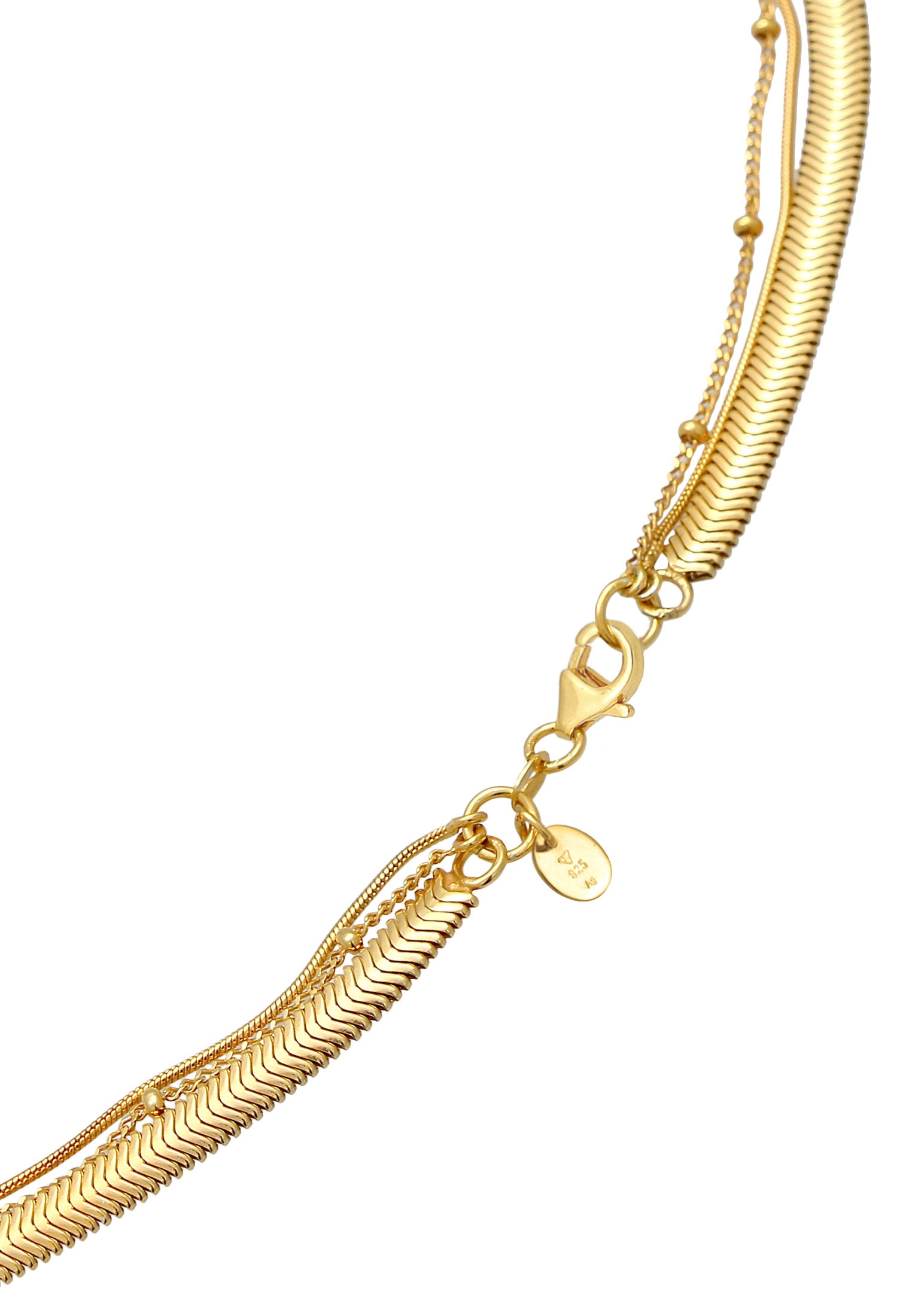 Elli Premium Silberkette »Halskette Halskette Layer 3-reihig Flach Rund Kugelkette 925 Sterling Silber«